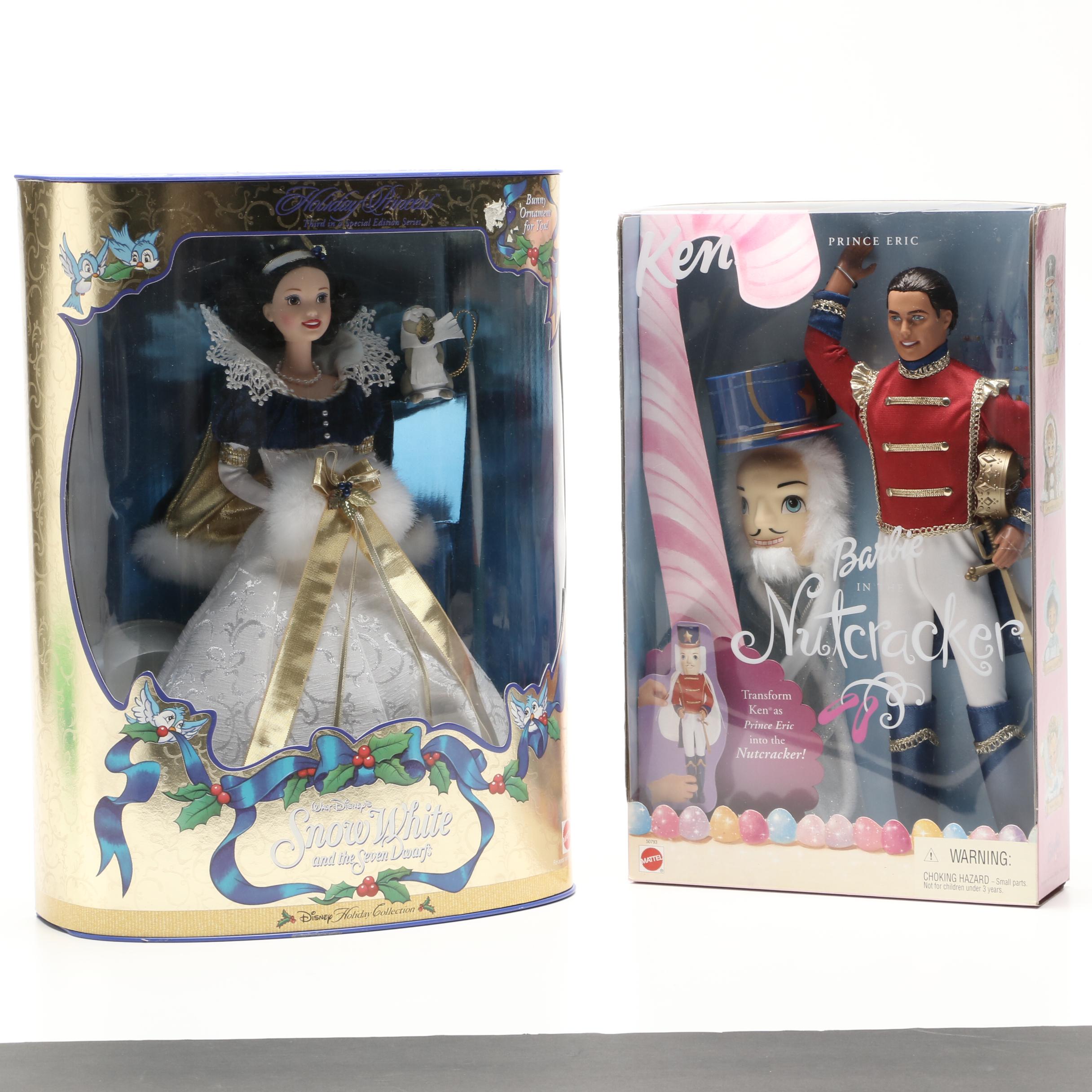 Barbie "Snow White Holiday Princess" and "Nutcracker: Prince Eric" Dolls