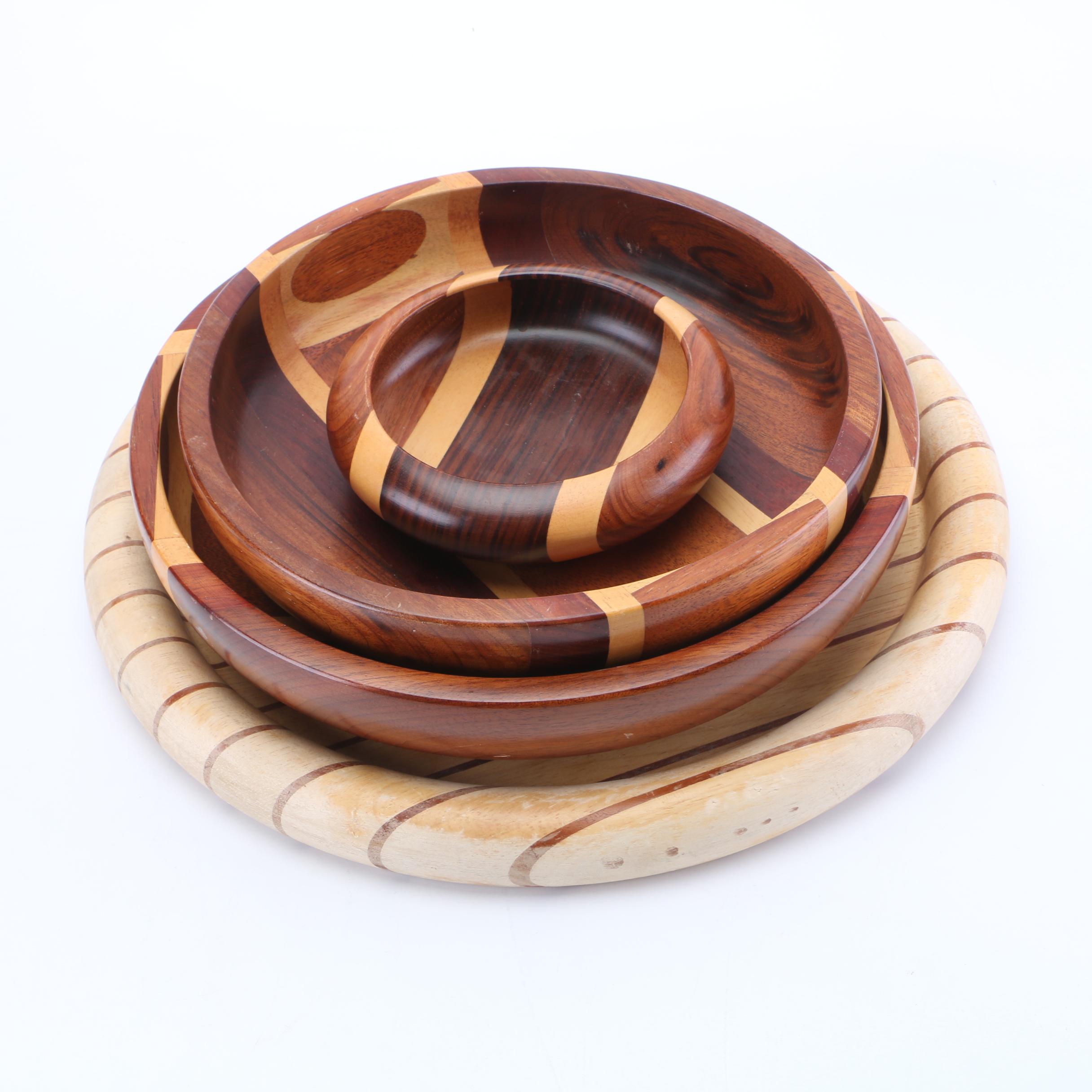 Malacca Woodwork Serving Bowls and Tray