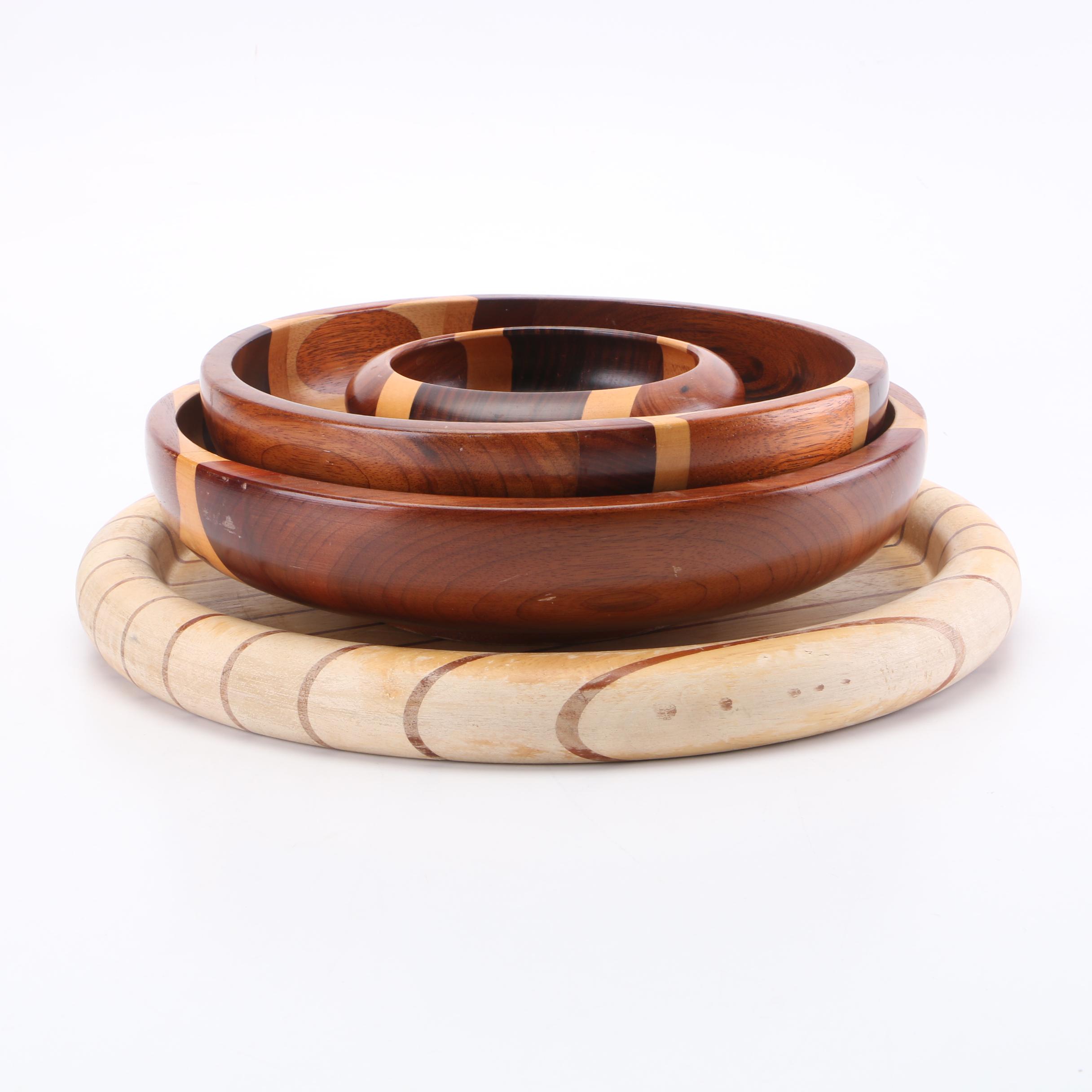 Malacca Woodwork Serving Bowls and Tray