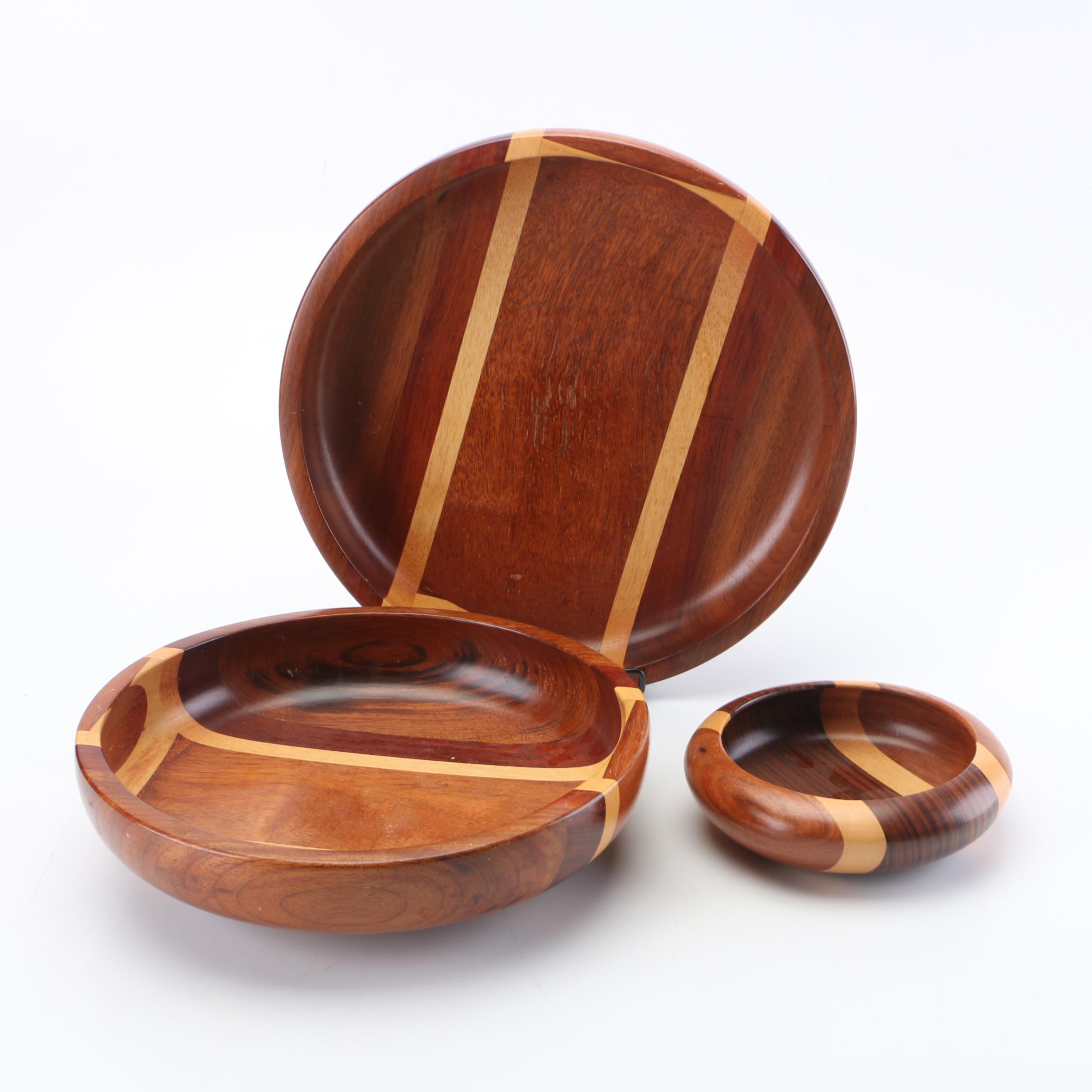 Malacca Woodwork Serving Bowls and Tray
