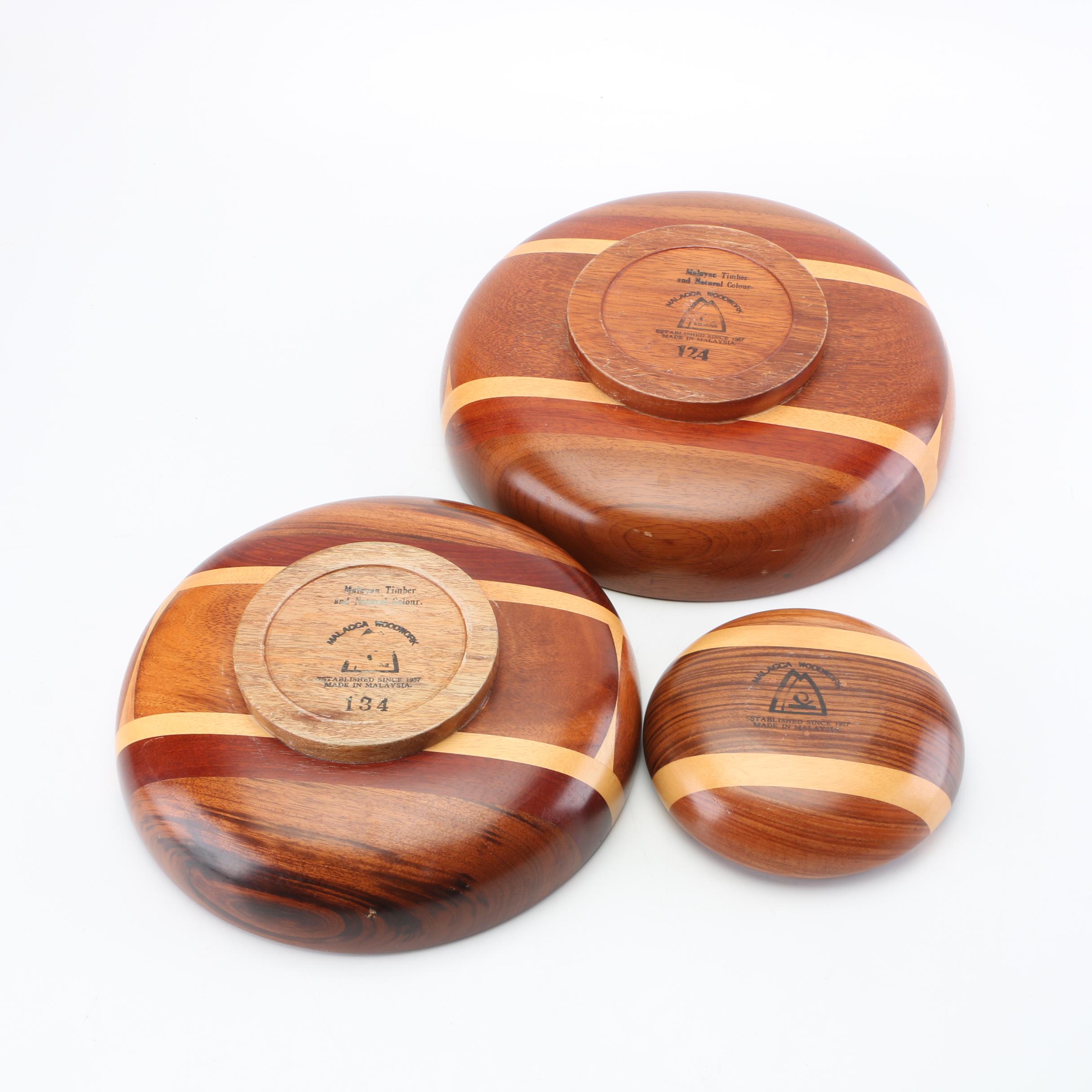 Malacca Woodwork Serving Bowls and Tray