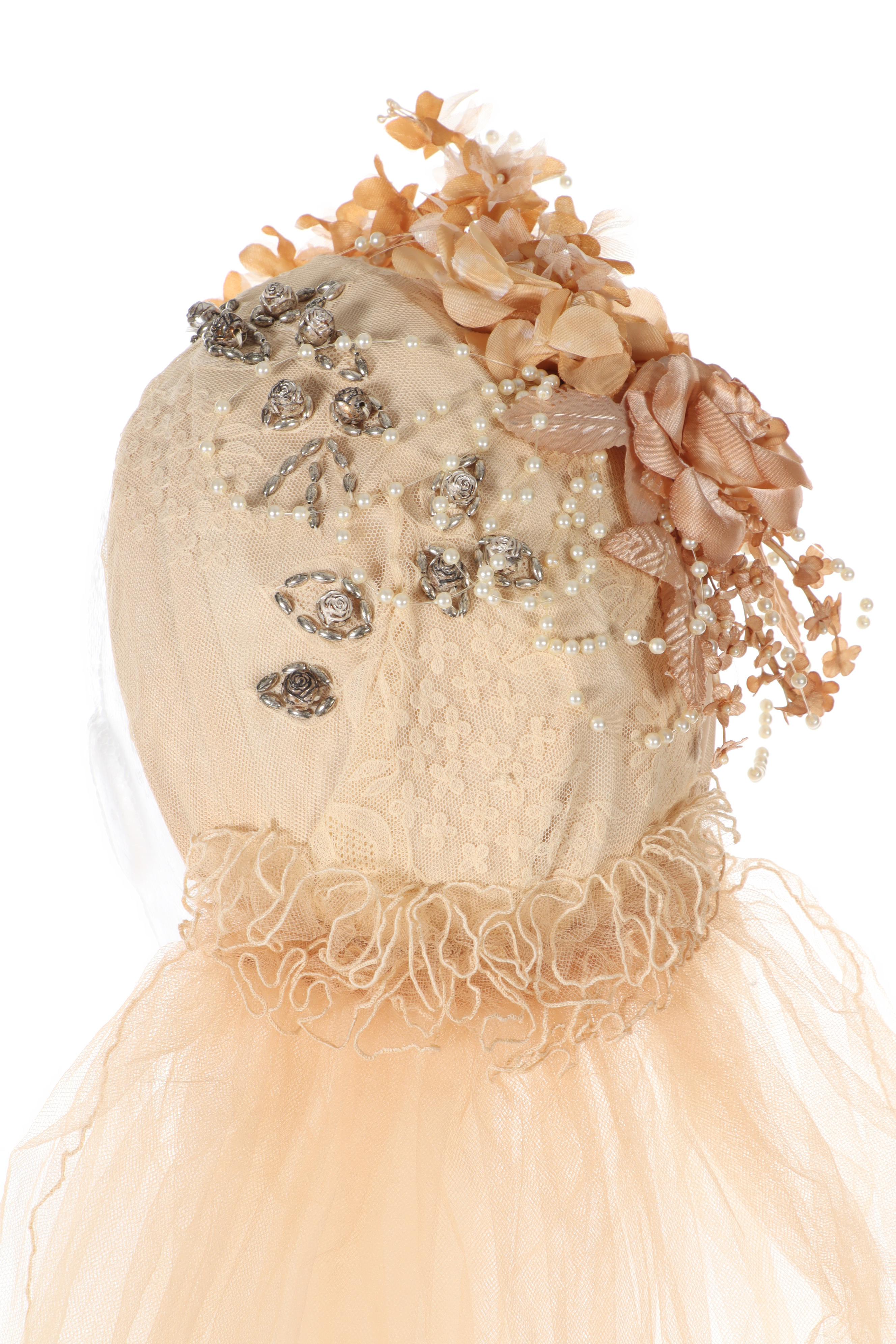 Victorian Lace Wedding Dress with Veil, Shawl and Extra Fabric, 1867