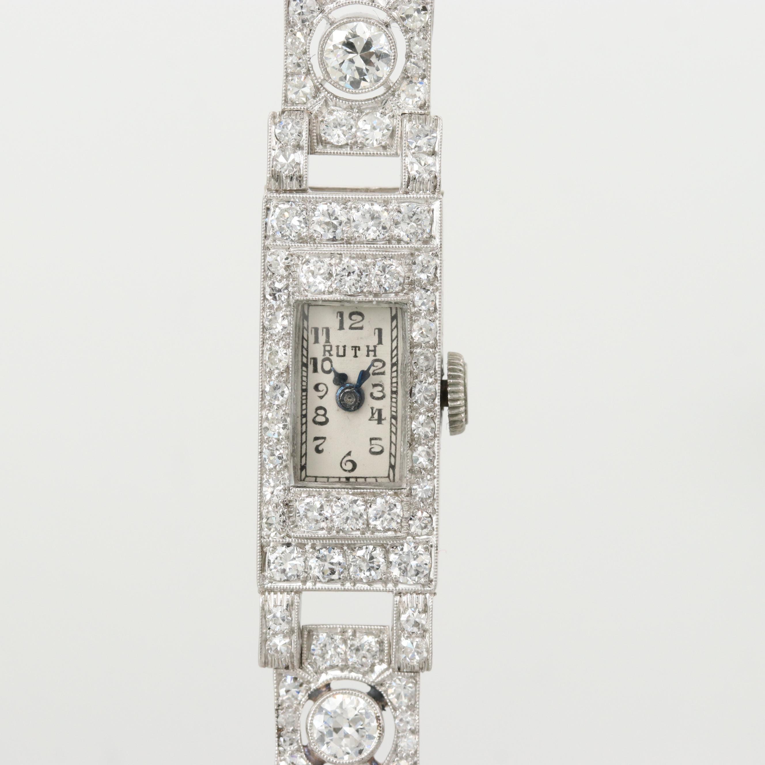 Vintage Ruth Platinum and 2.39 CTW Diamond Watch