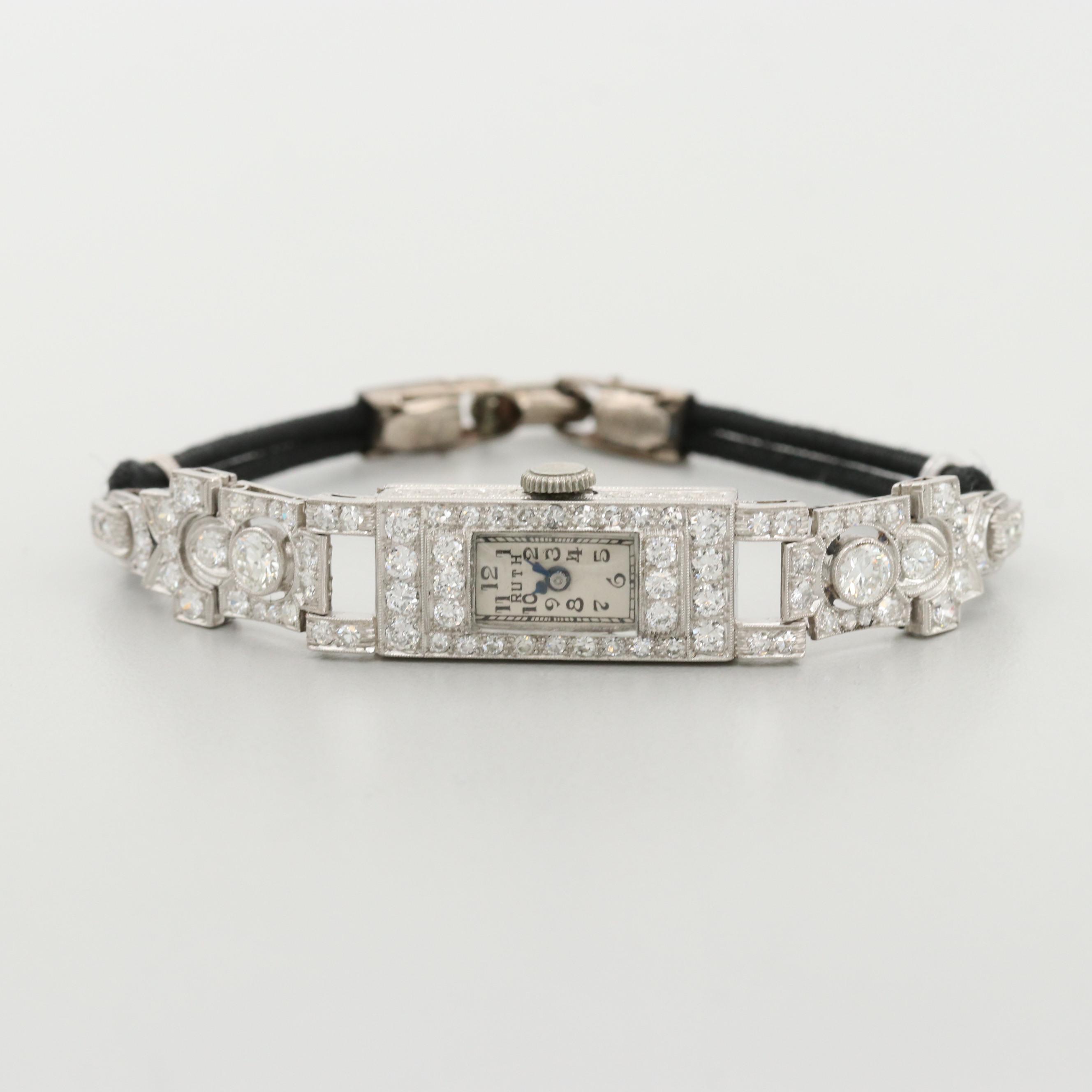 Vintage Ruth Platinum and 2.39 CTW Diamond Watch