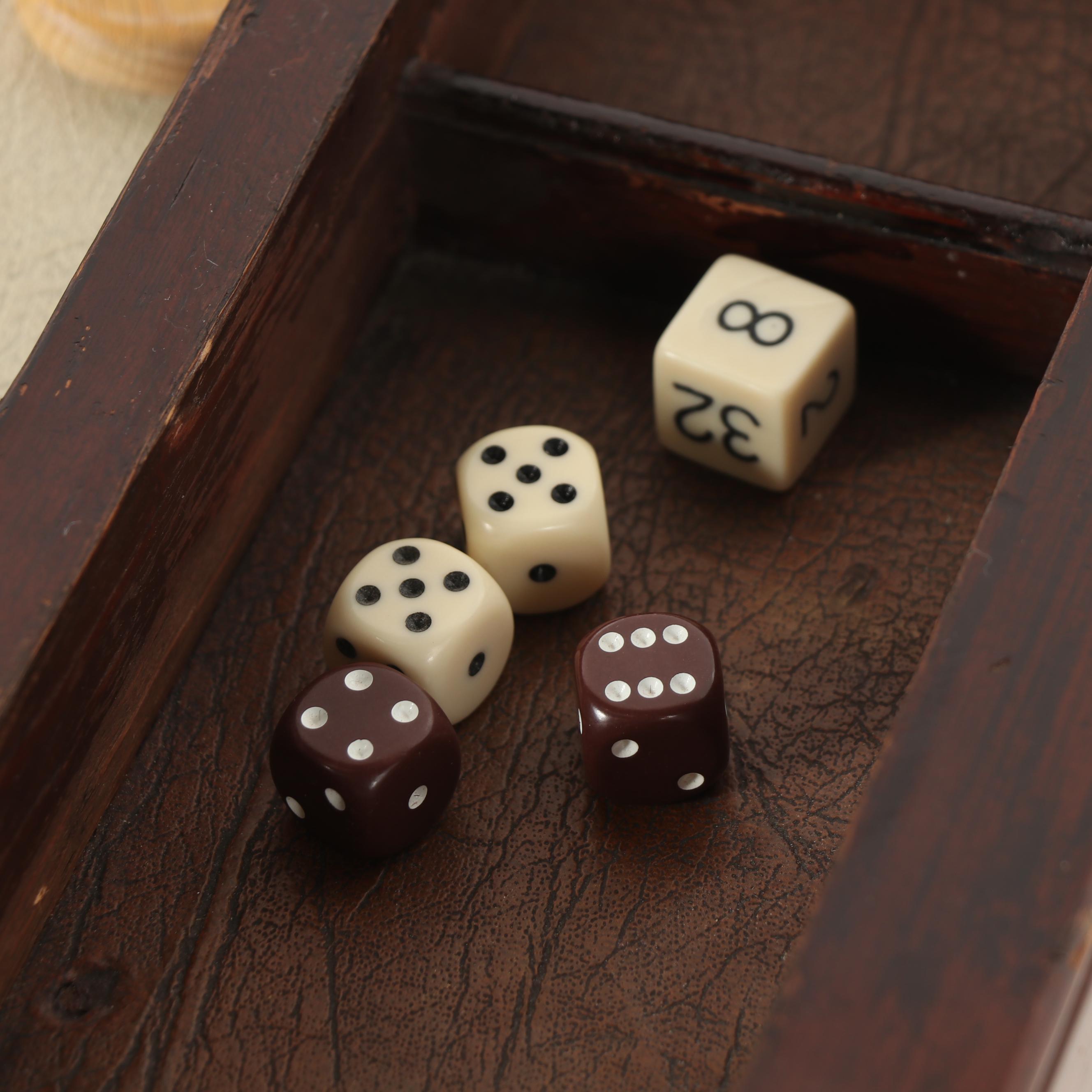 Wooden Backgammon Game Table with Game Pieces, Mid-Century