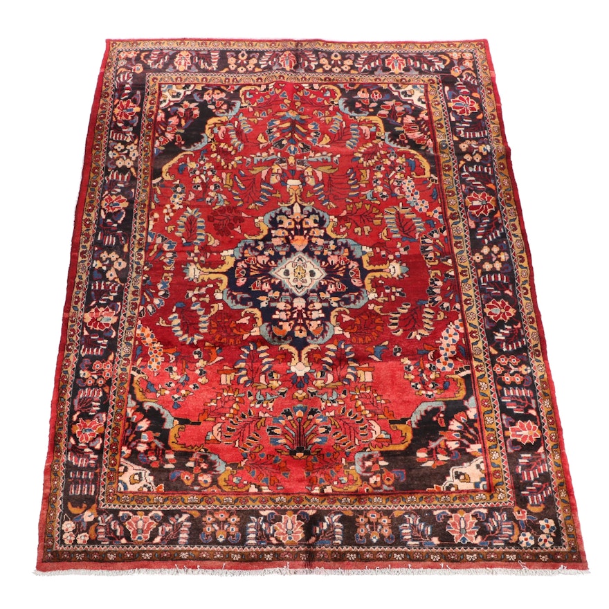 Hand-Knotted Persian Sarouk Wool Rug