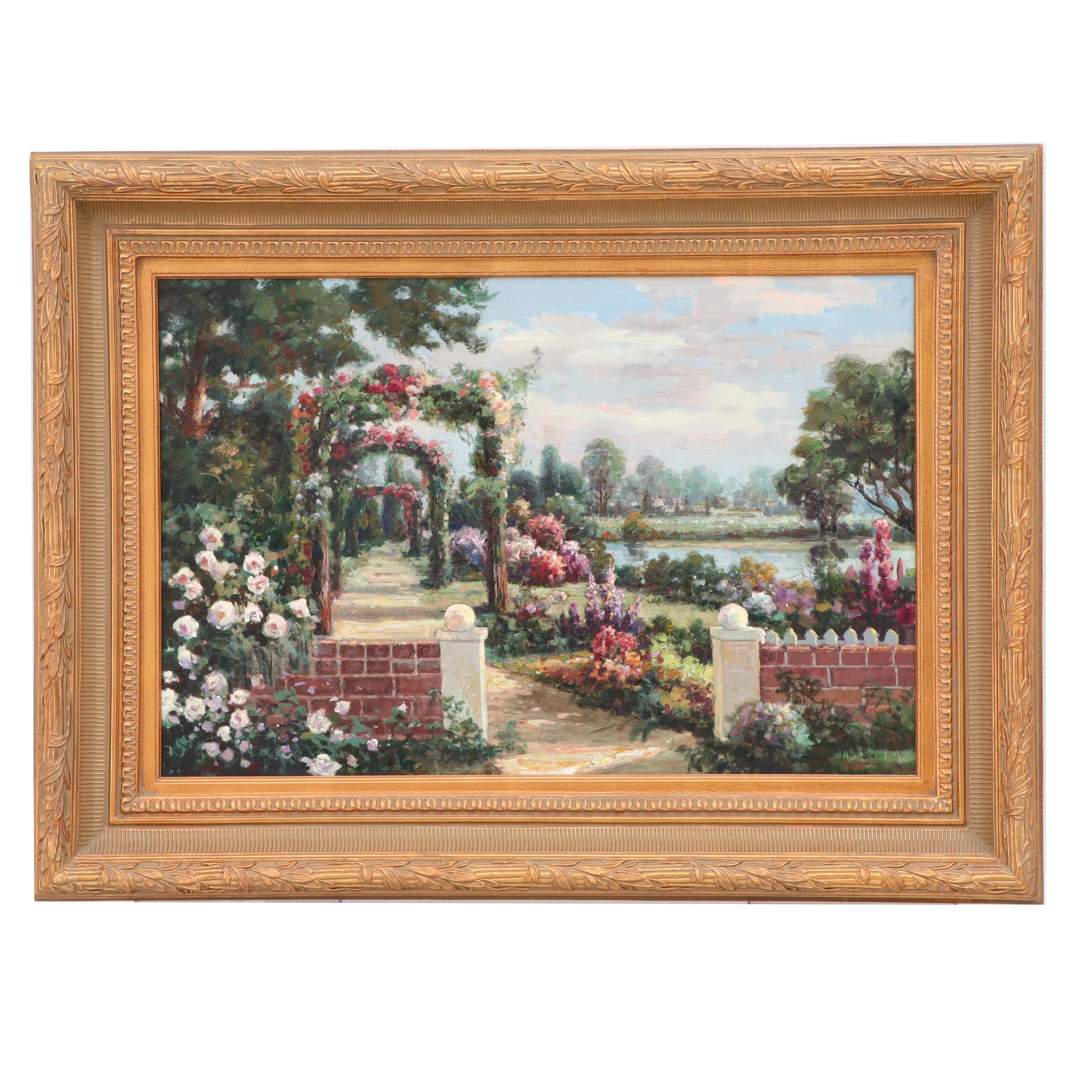 Oil Painting of Garden Scene