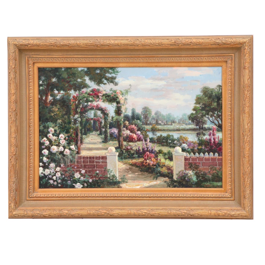 Oil Painting of Garden Scene