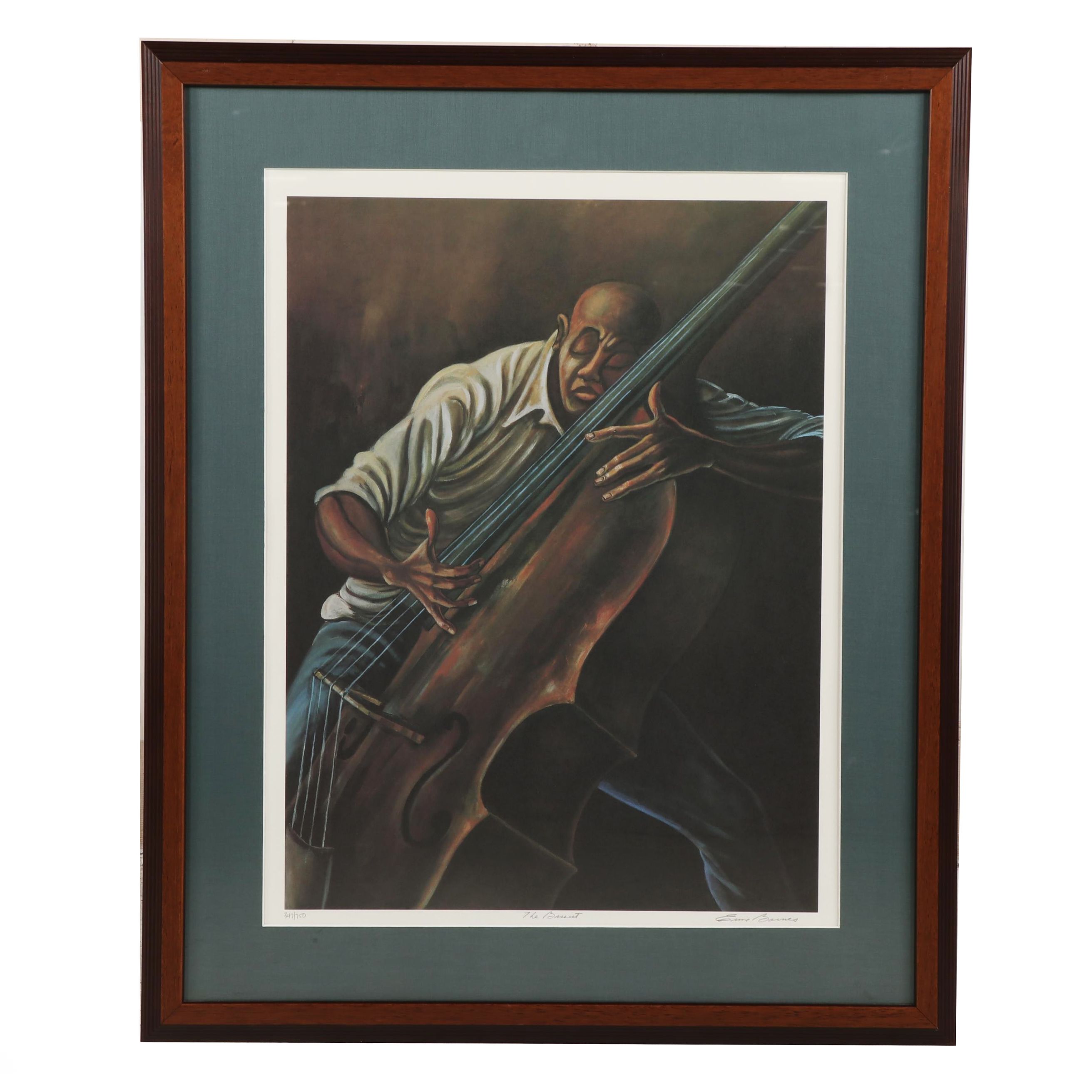 Ernie Barnes Offset Lithograph "The Bassist"