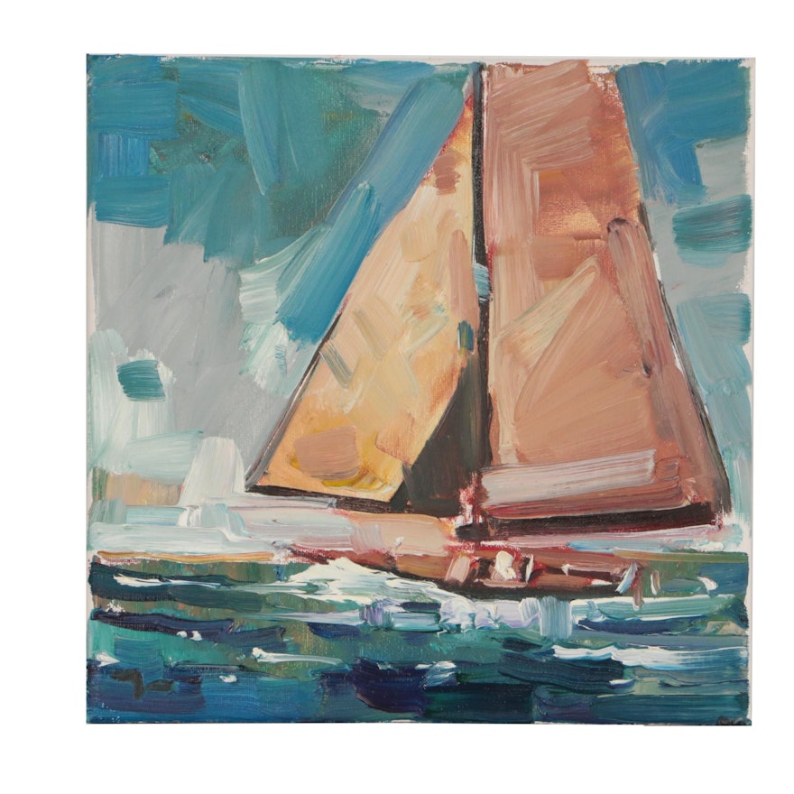 Jose Trujillo Nautical Oil Painting "Bright Day at the Sea"