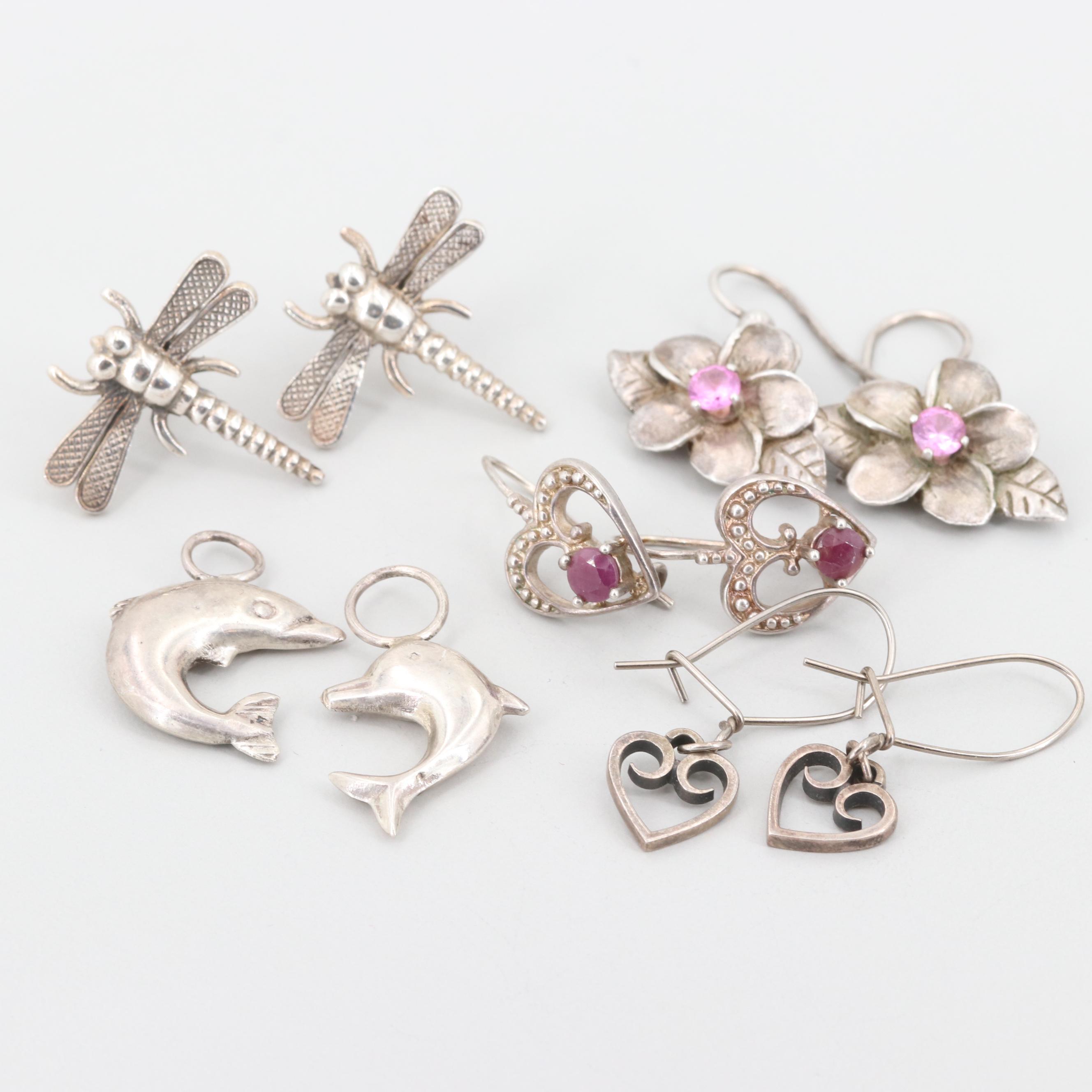 Sterling Dolphin Gem Charms and Earrings Featuring Hearts by James Avery