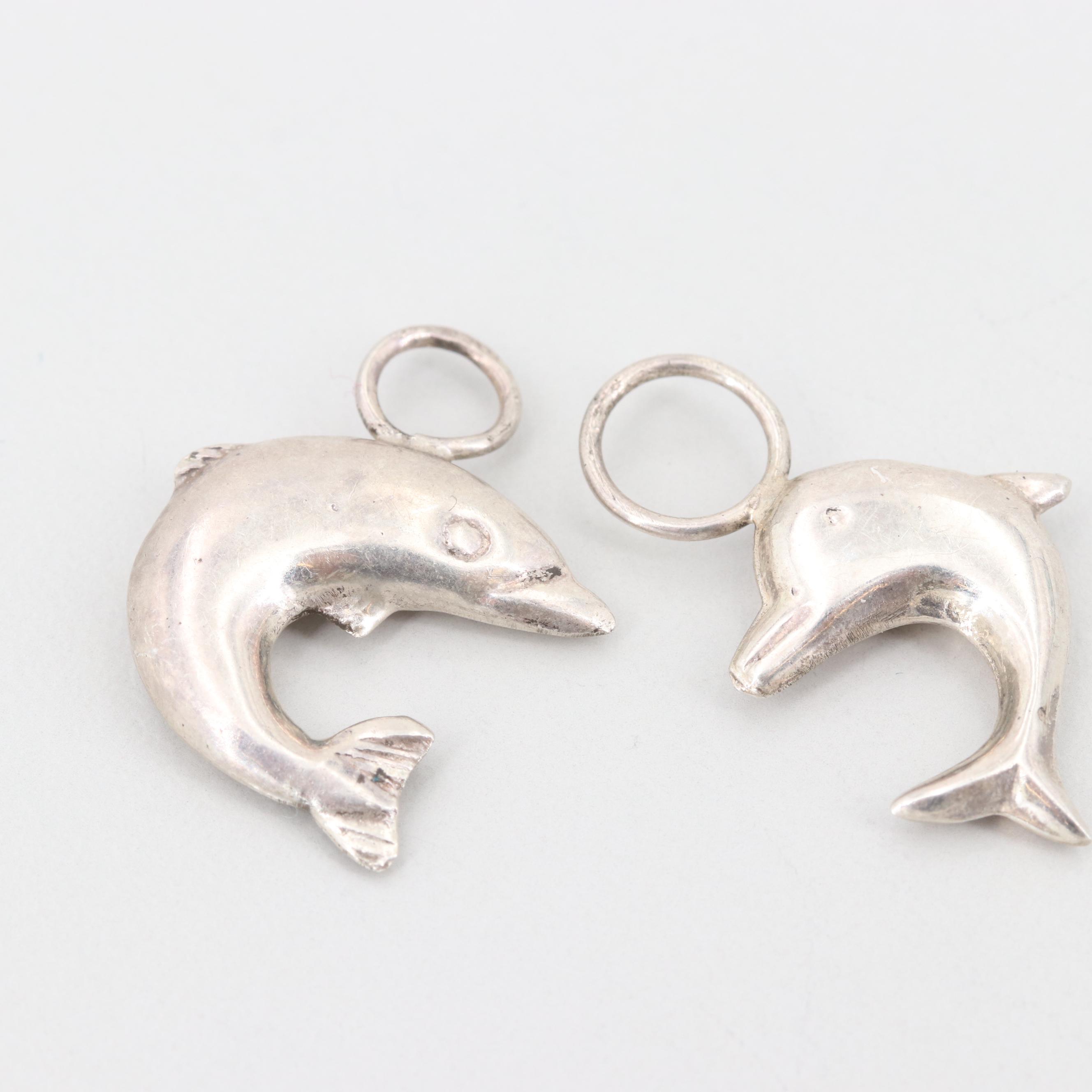 Sterling Dolphin Gem Charms and Earrings Featuring Hearts by James Avery
