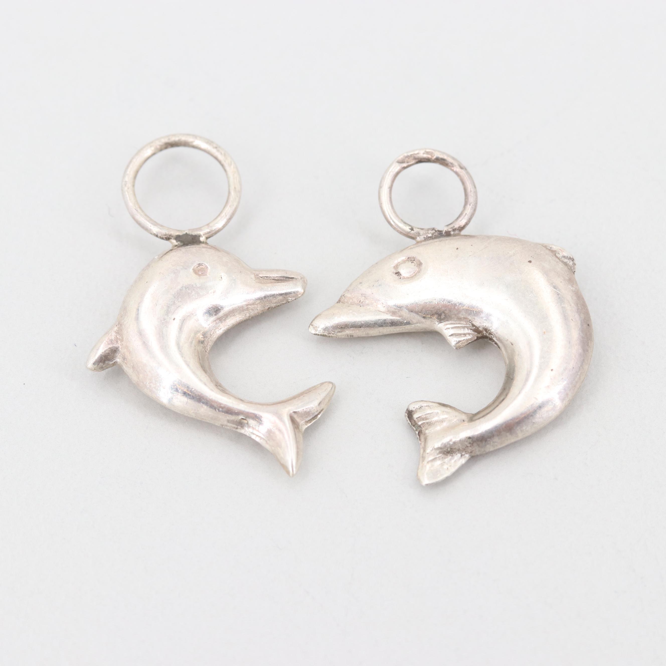 Sterling Dolphin Gem Charms and Earrings Featuring Hearts by James Avery