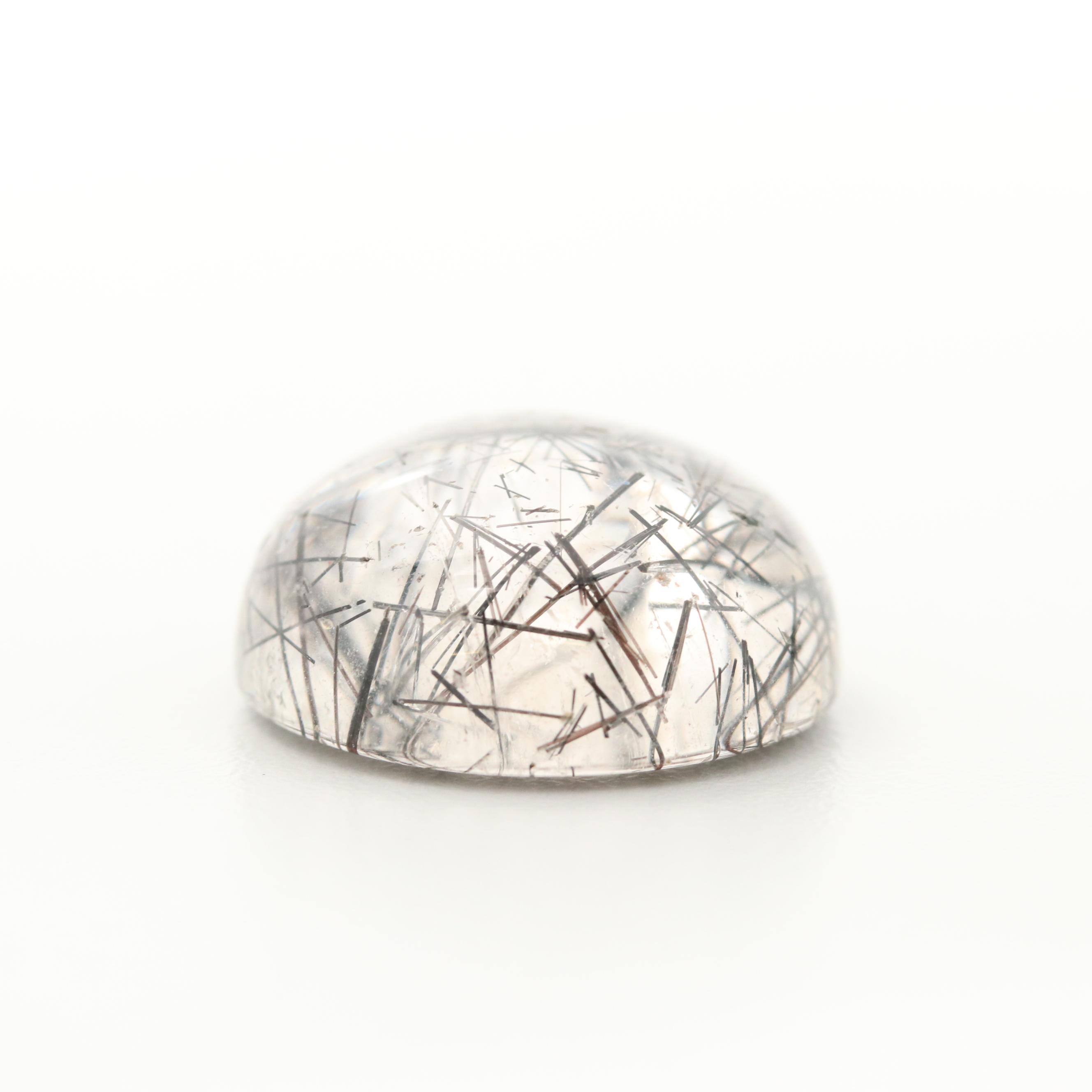 Loose 31.45 CT Tourmalinated Quartz Cabochon