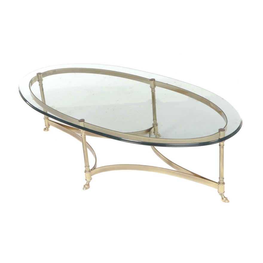 Contemporary Brass Frame Glass Top Coffee Table, Style of Maison Jansen