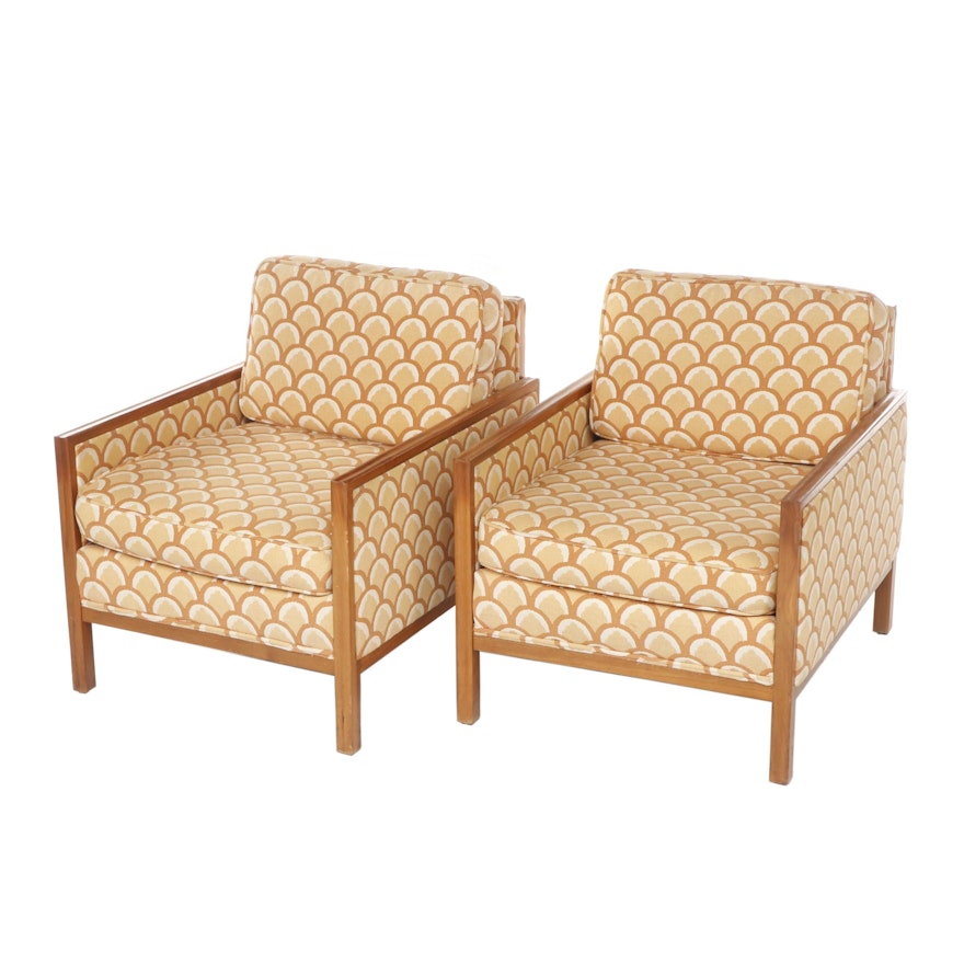 Pair of Danish Modern Teak-Framed Upholstered Club Chairs, 1960s