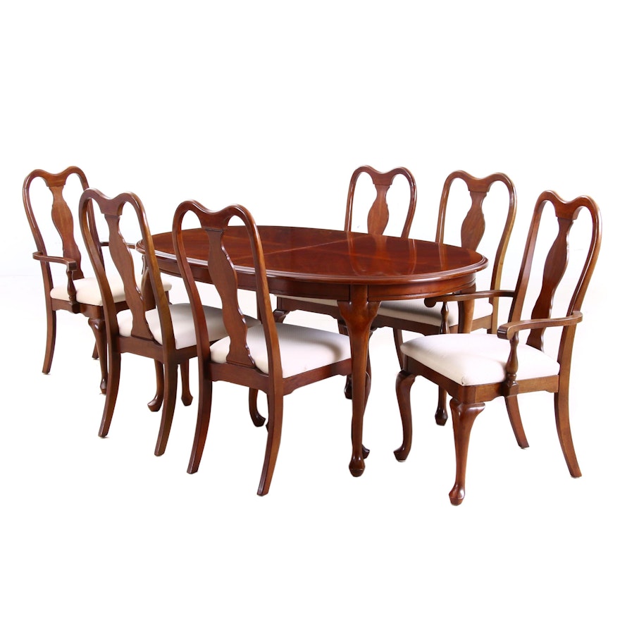 Seven-Piece Henry Link Corp., Queen Ann Style Cherrywood-Stained Dining Set