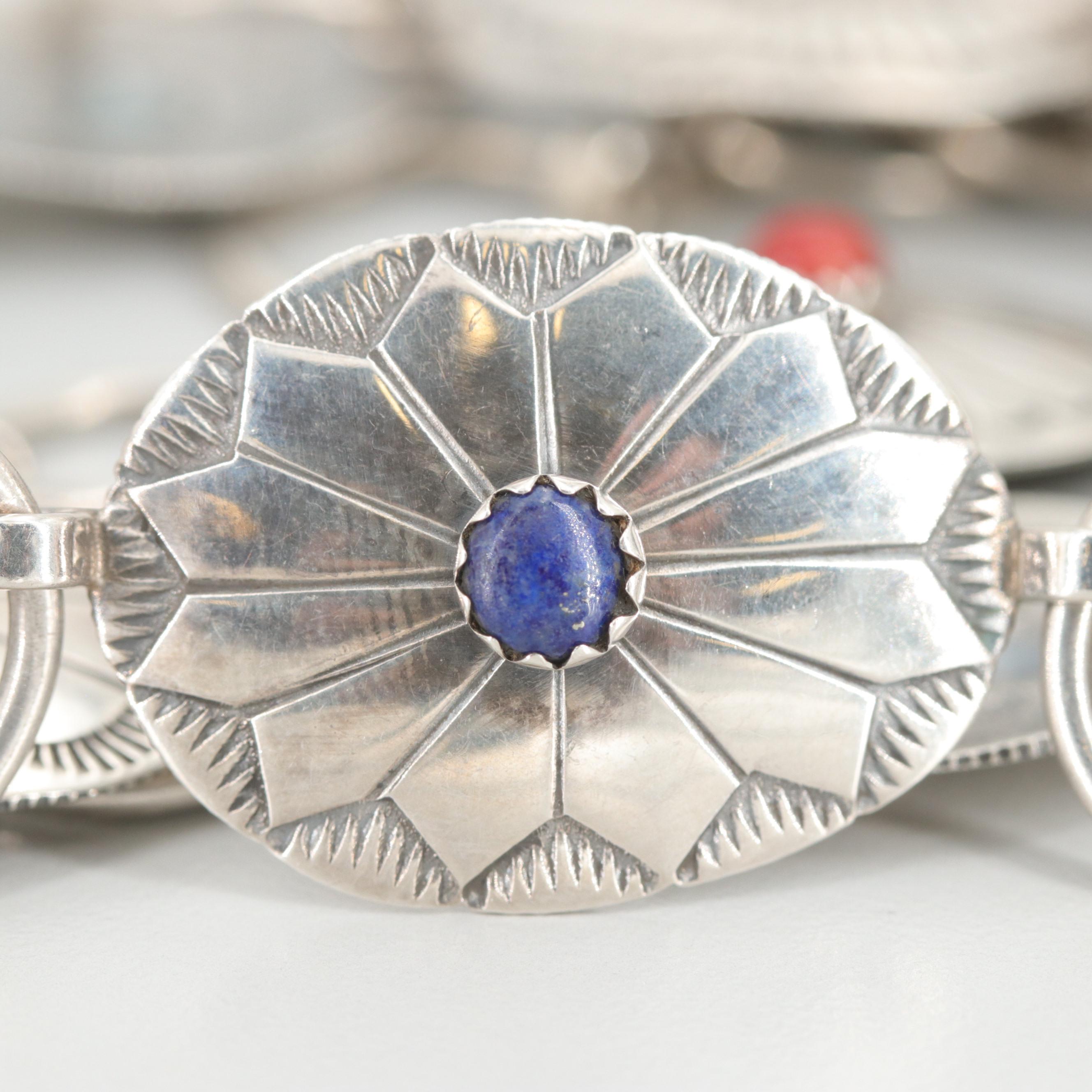 Rodney Concha Taos Arts Sterling Silver Concho Belt with Turquoise