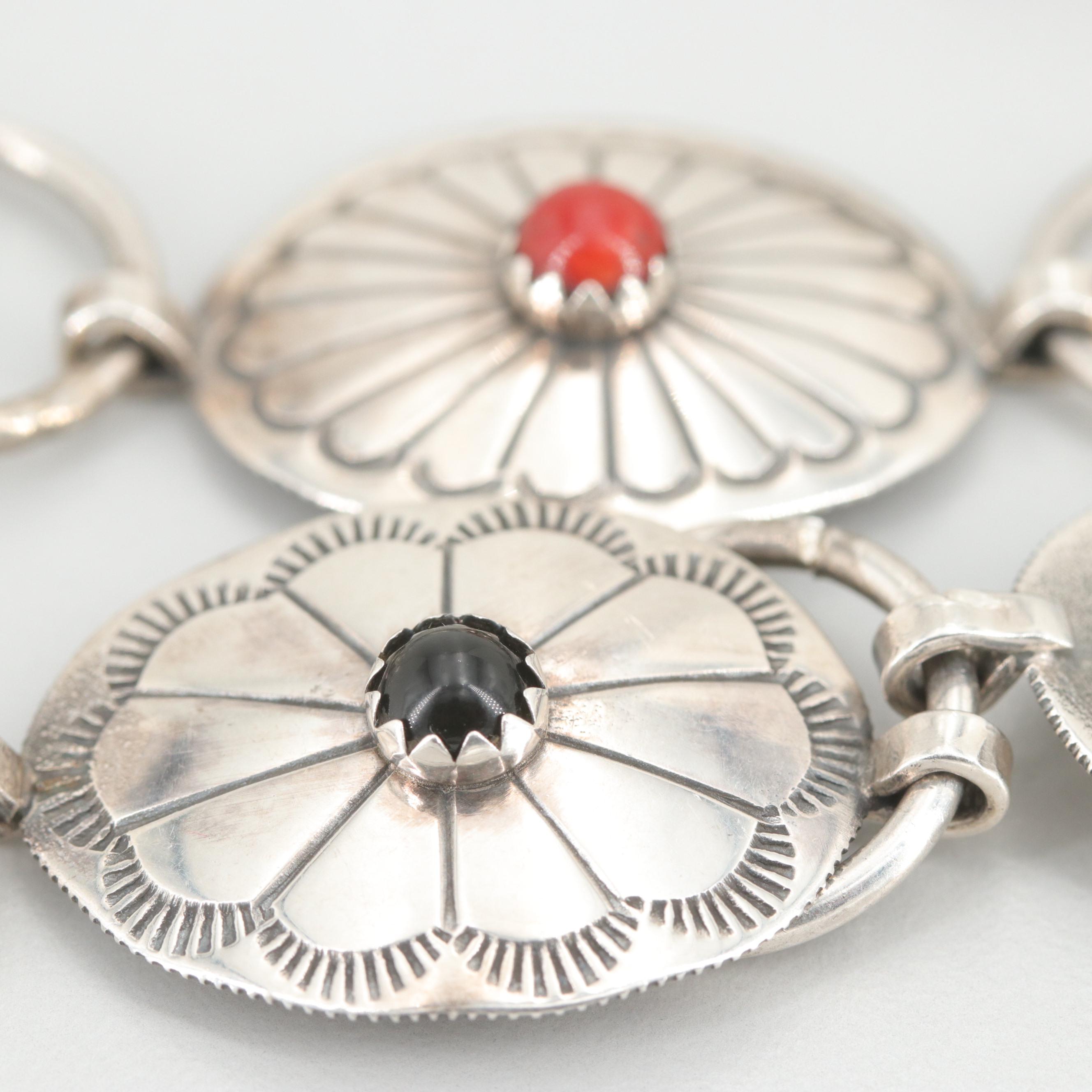 Rodney Concha Taos Arts Sterling Silver Concho Belt with Turquoise