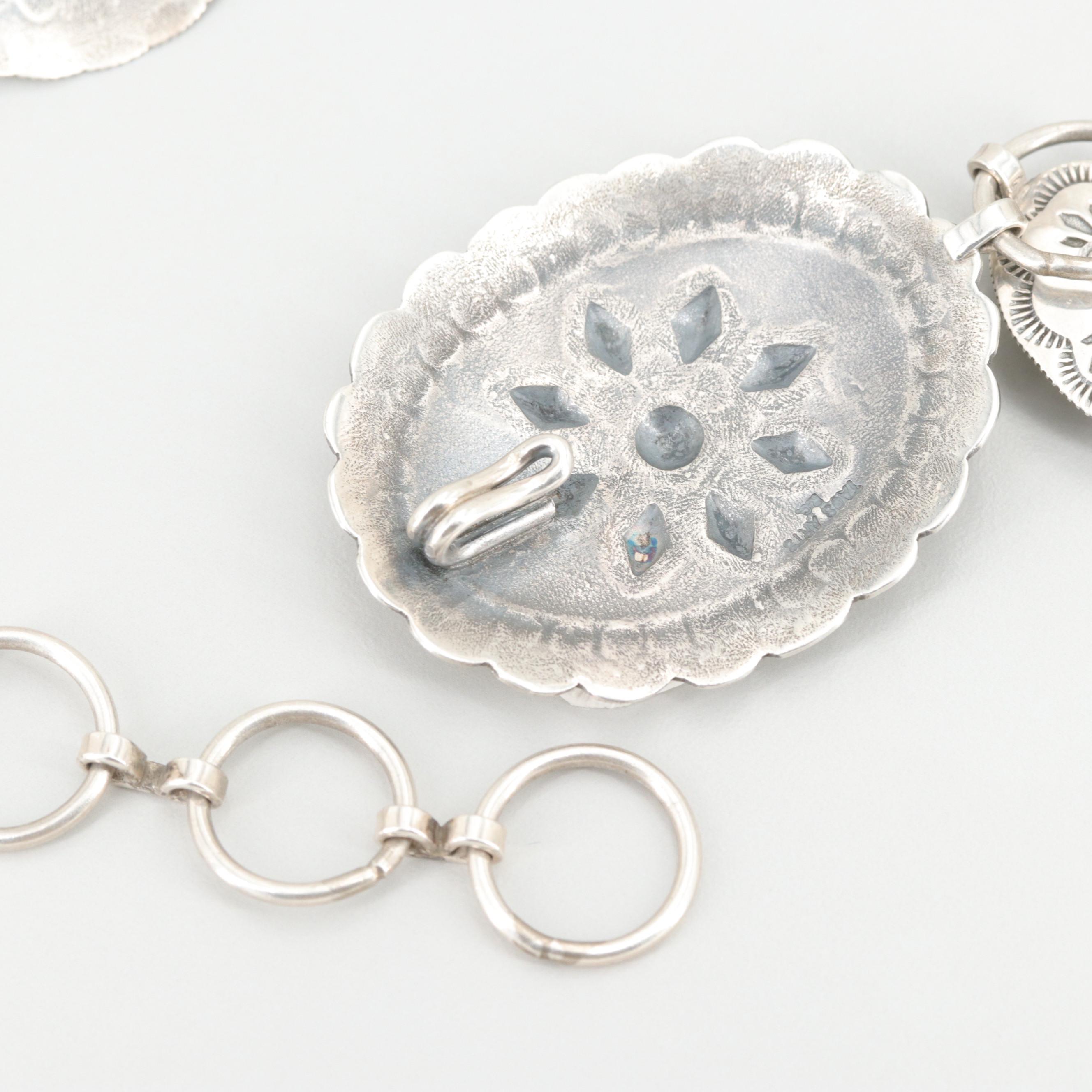 Rodney Concha Taos Arts Sterling Silver Concho Belt with Turquoise