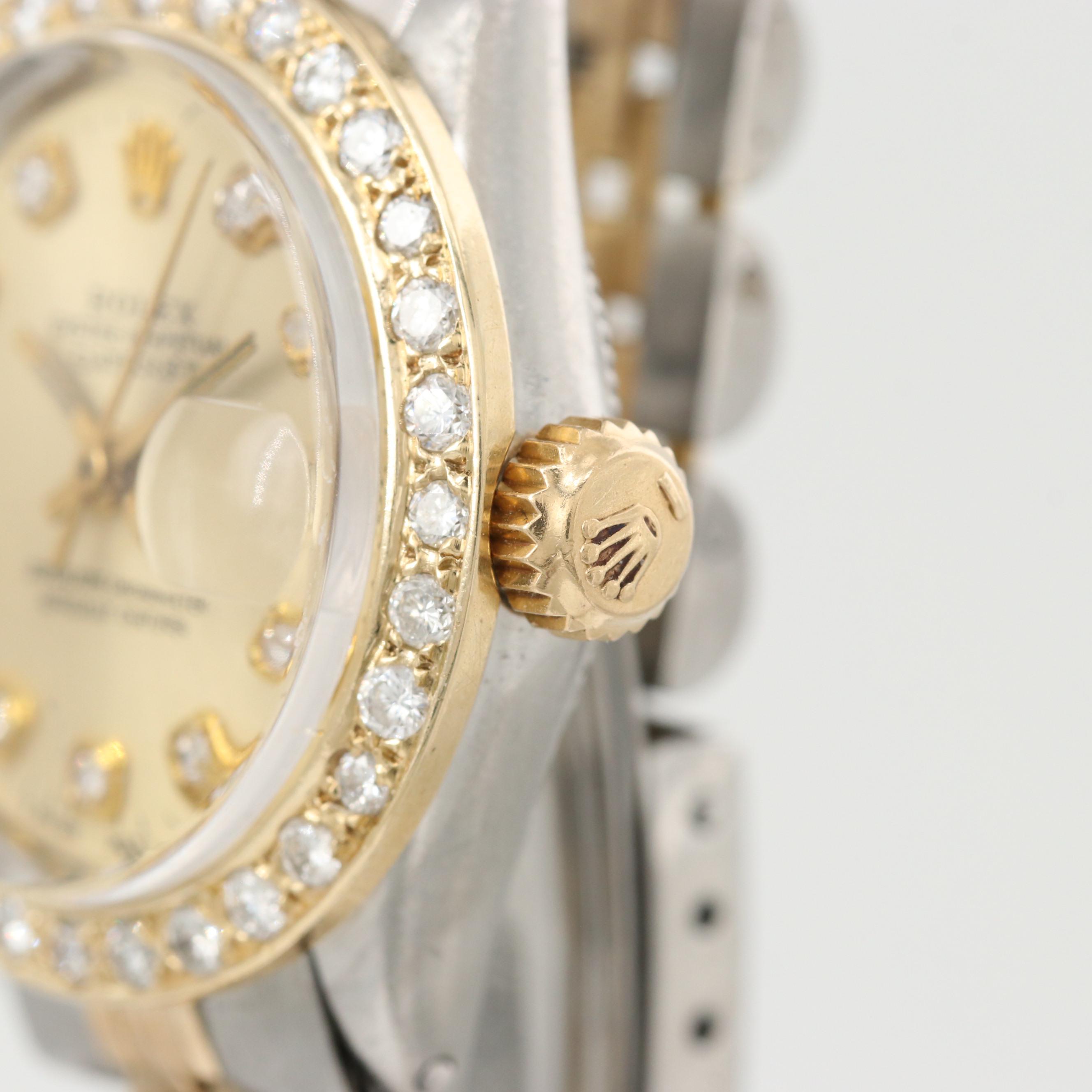 Rolex Datejust Stainless Steel, 14K Gold And Diamond Automatic Watch, 1969