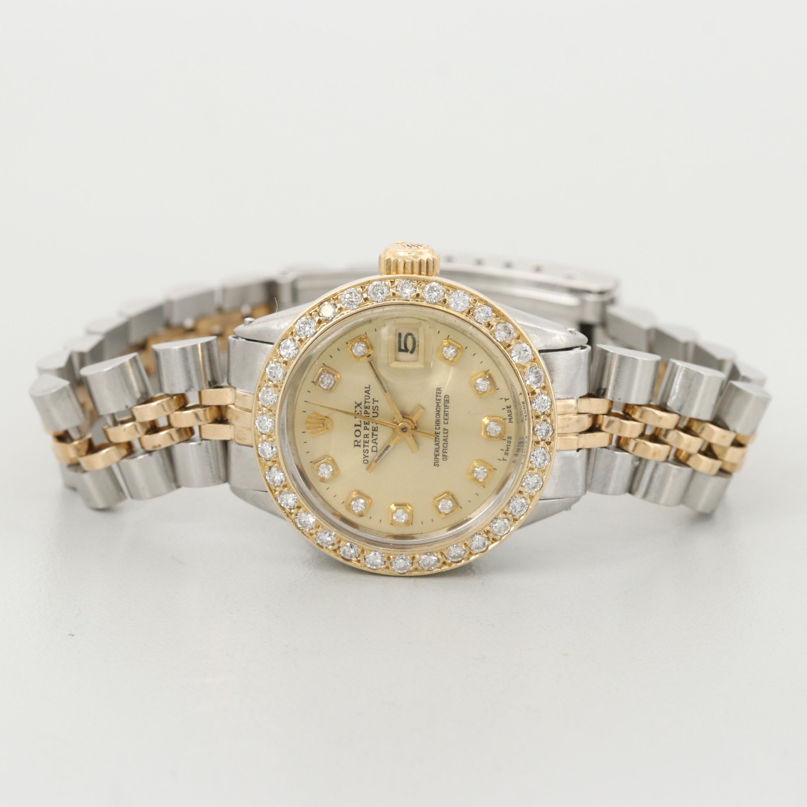 Rolex Datejust Stainless Steel, 14K Gold And Diamond Automatic Watch, 1969