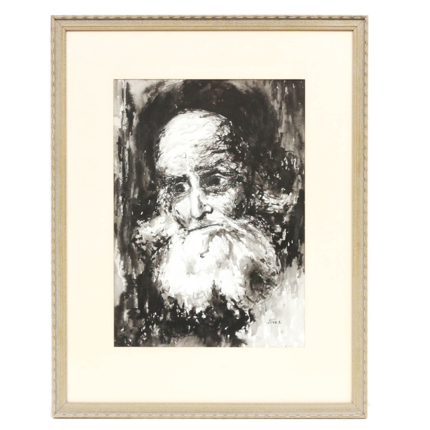 G. Amiel Watercolor Painting "Old Man"