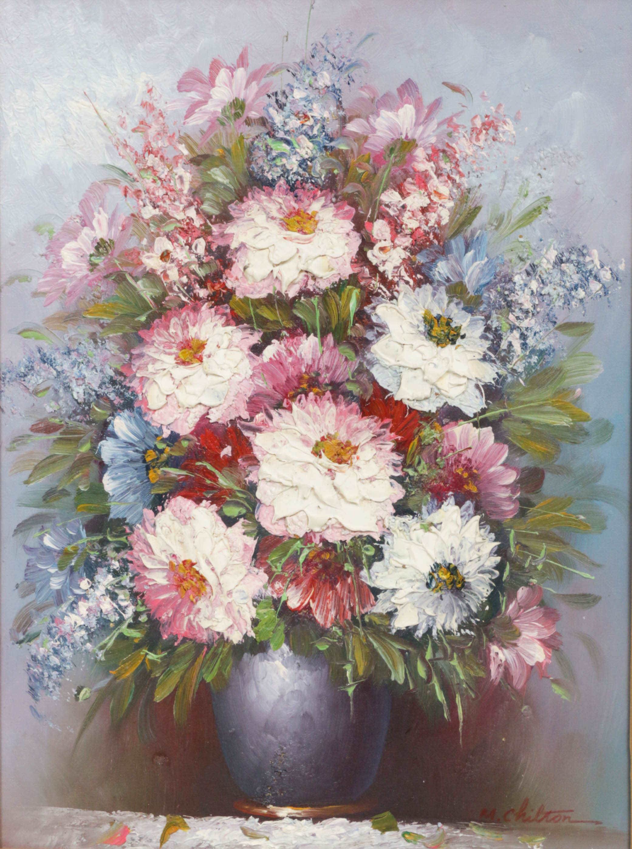 M. Chilton Floral Still Life Oil Painting