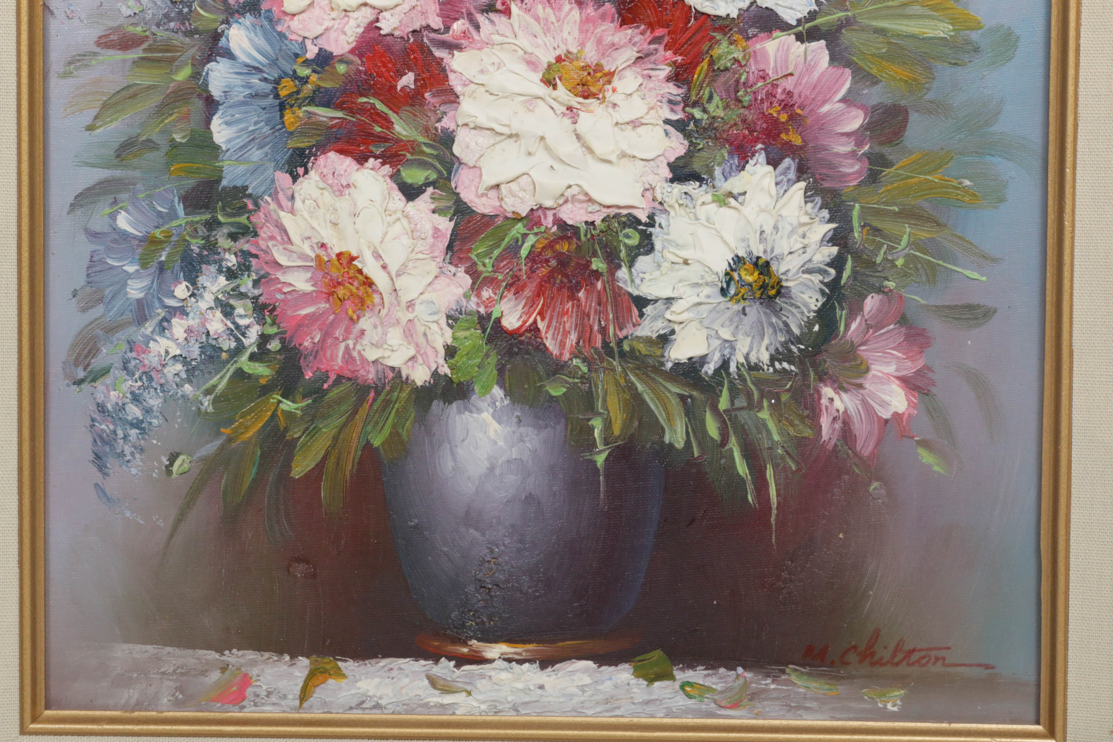 M. Chilton Floral Still Life Oil Painting