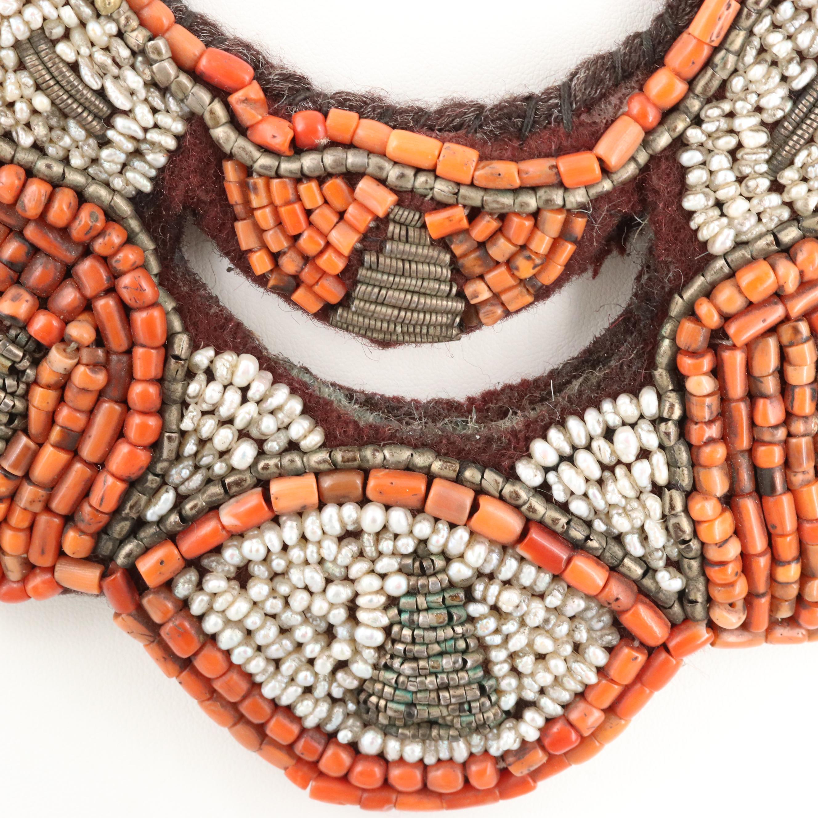 Tibetan Cultured Pearl and Coral Necklace, Antique