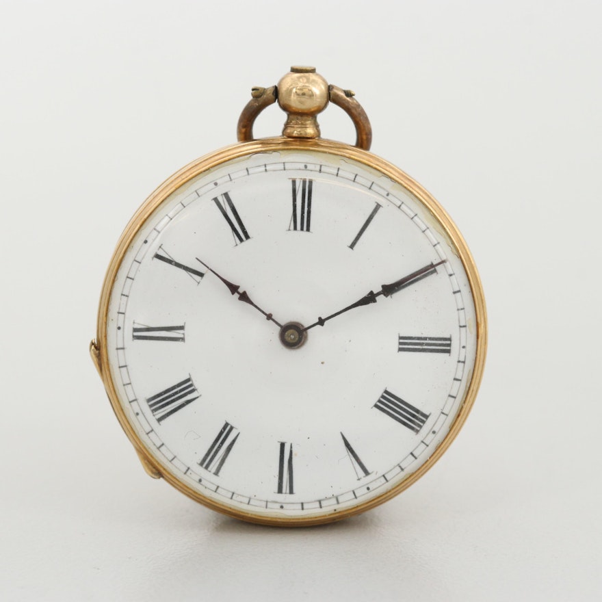 Swiss 18K Yellow Gold Pocket Watch