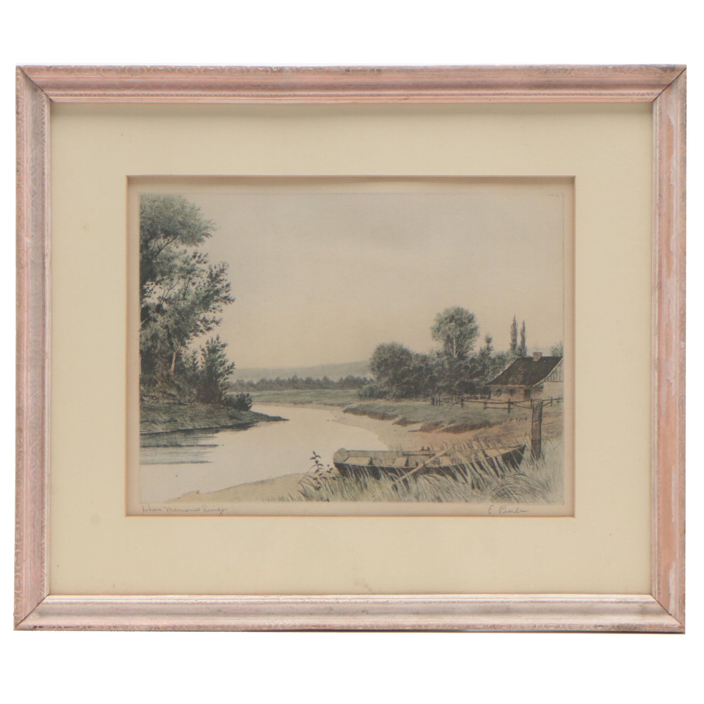 E. Pearle Hand-Colored Rotogravure "Where Memories Linger"