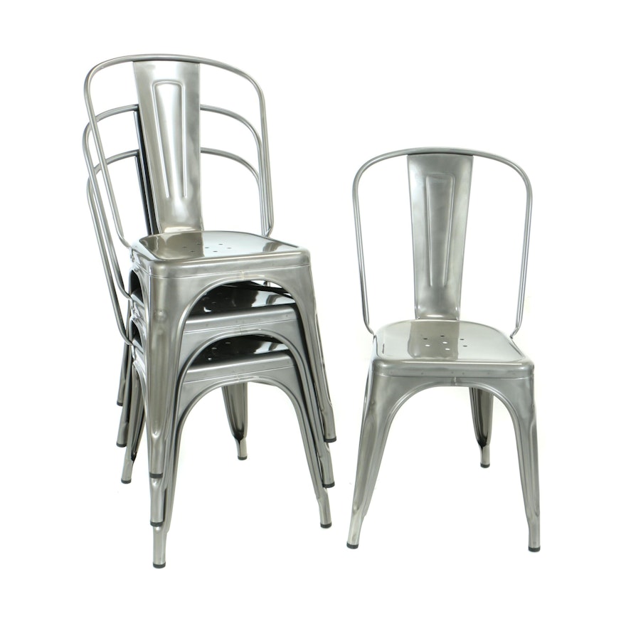 Four Xavier Pauchard for Tolix, Steel "A" Chairs