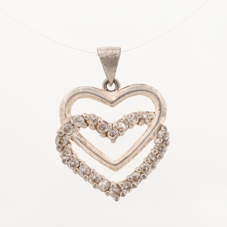 Sterling Silver Glass Heart Pendant