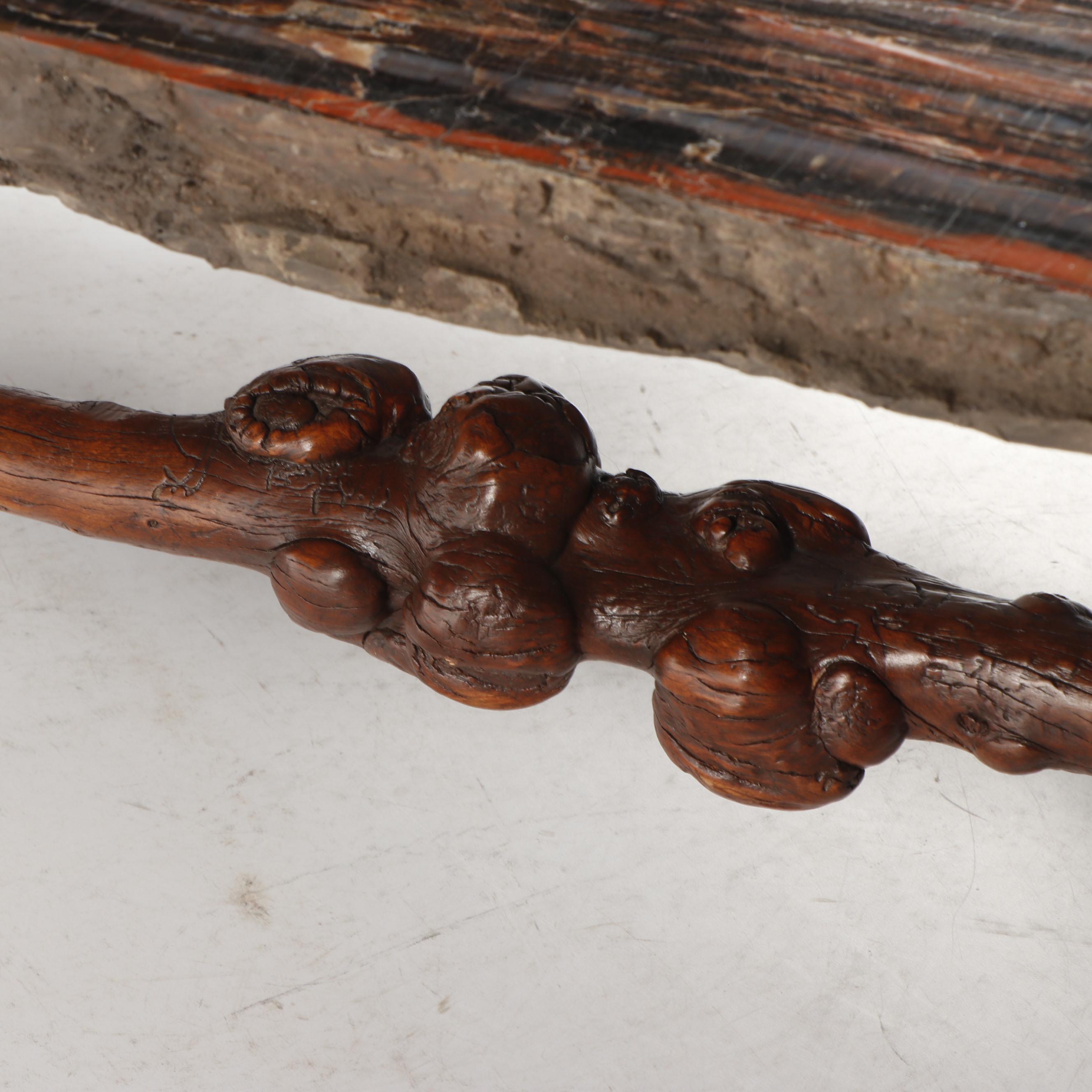 Russell-Zuhl Petrified Pine Coffee Table on Wood Burl Base, 1997