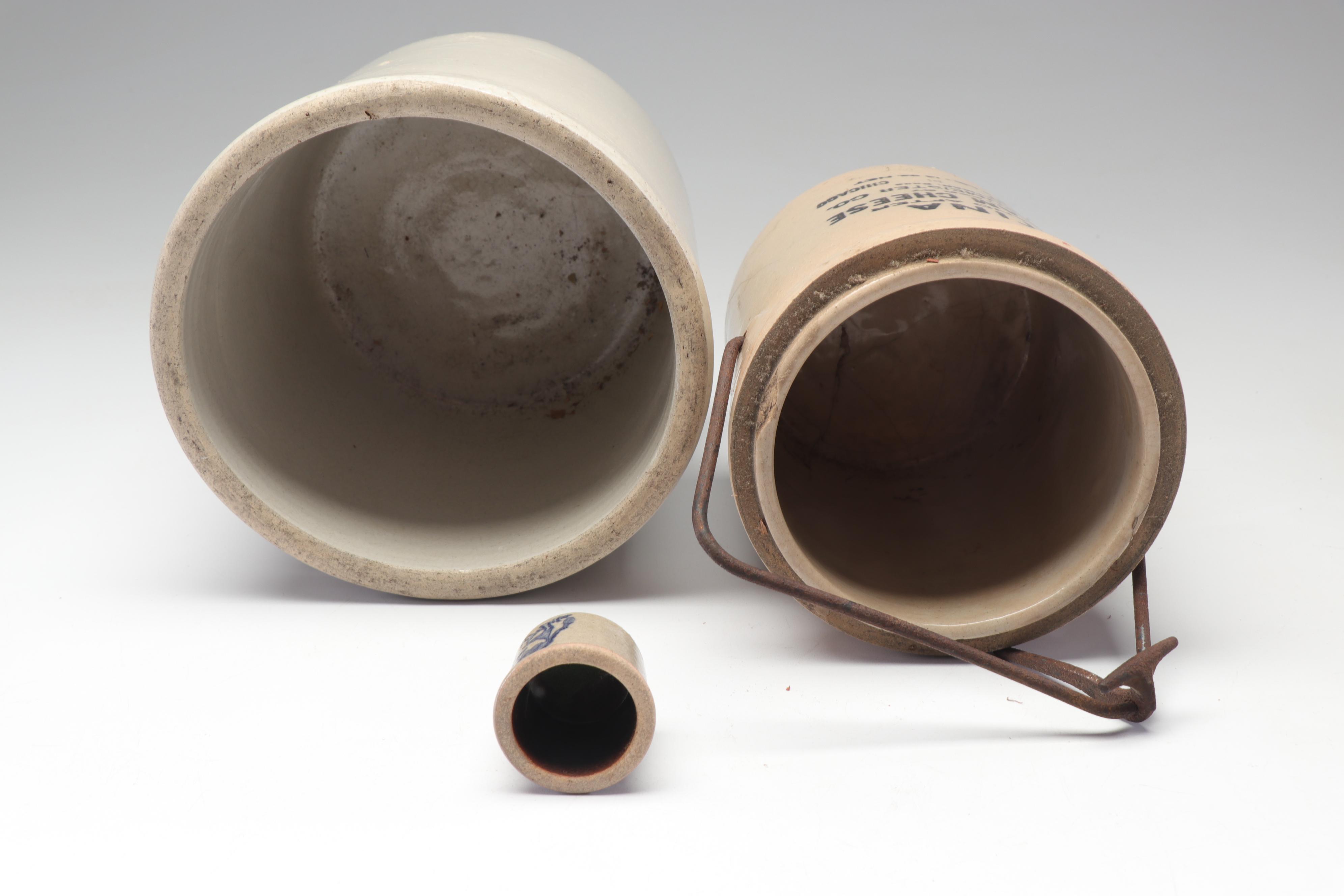 Stoneware Crocks Including Katina Cheese Crock