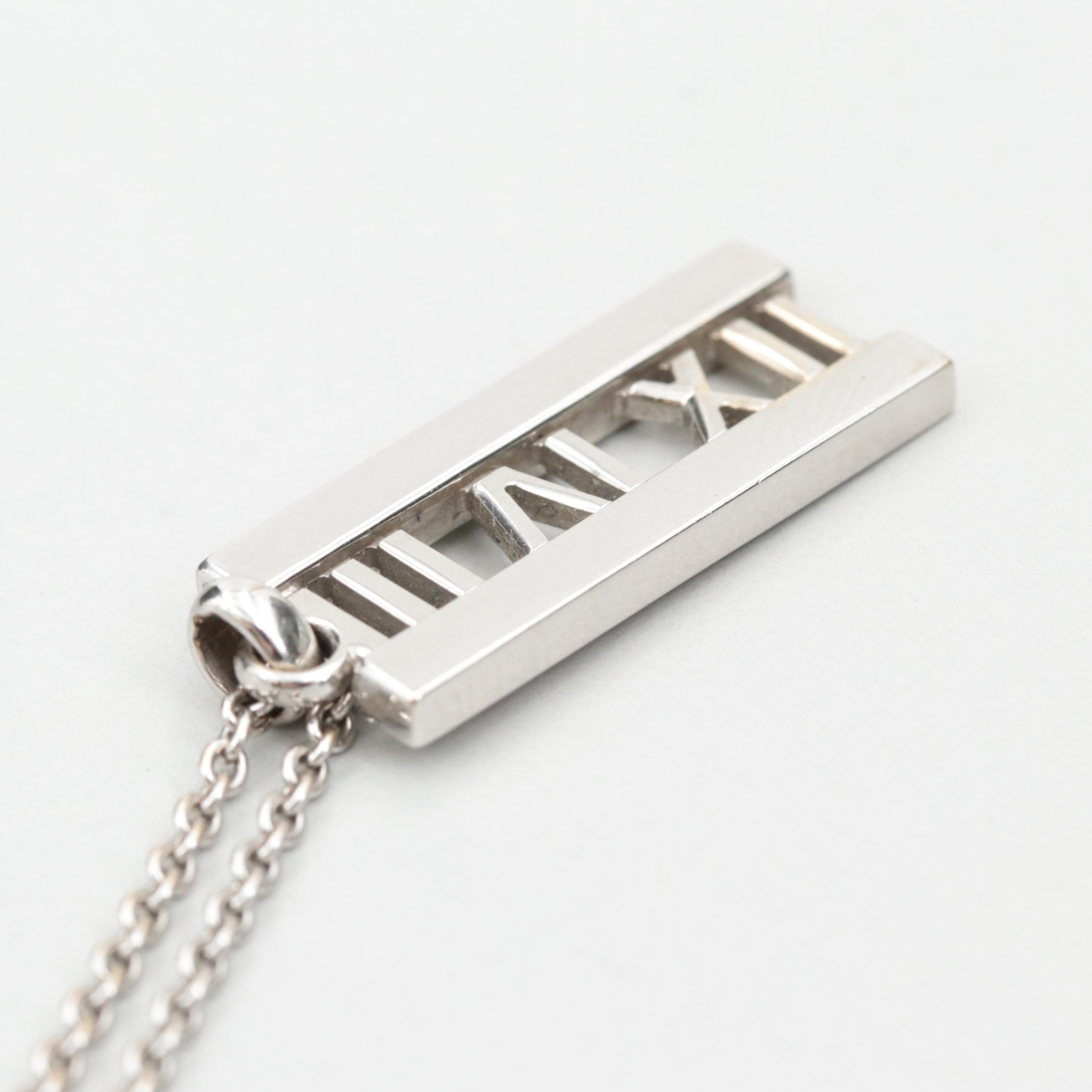 Tiffany & Co. Atlas 18K White Gold Diamond Pendant Necklace