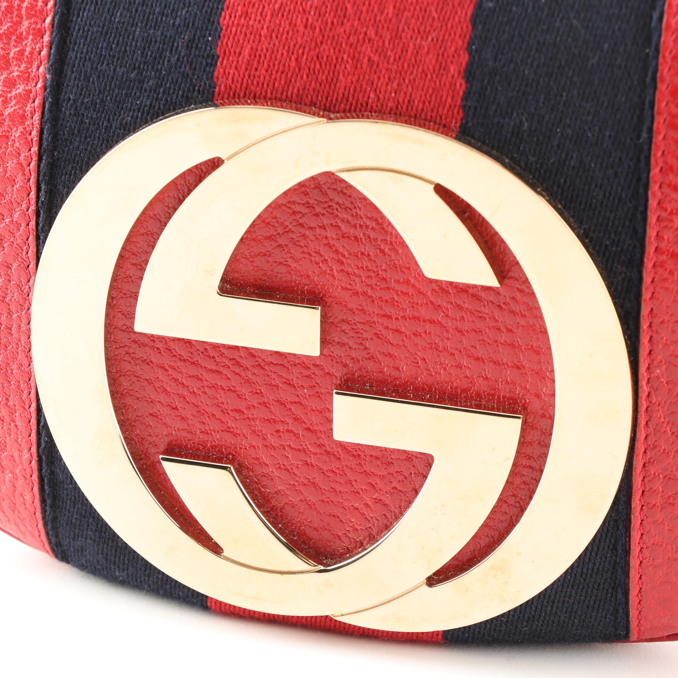 Gucci GG Red Grained Leather Web Stripe Blondie Bag Designed by Tom Ford