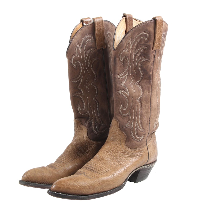 Women's J. Chisholm Distressed Bullhide Leather Two-Tone Western Boots