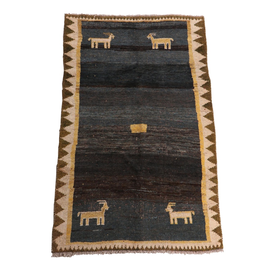 Hand-Knotted Persian Gabbeh Wool Rug