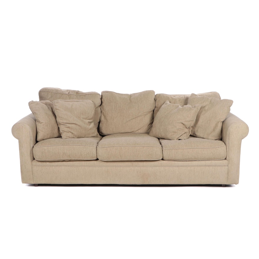 Crate and Barrel Contemporary Beige Fabric Upholstered Sofa