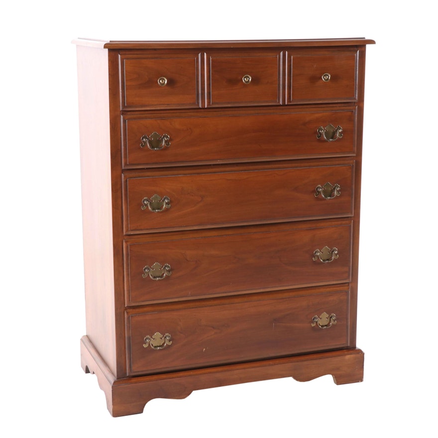 Federal Style Cherry Wood Finish Chest of Drawers, Late 20th Century