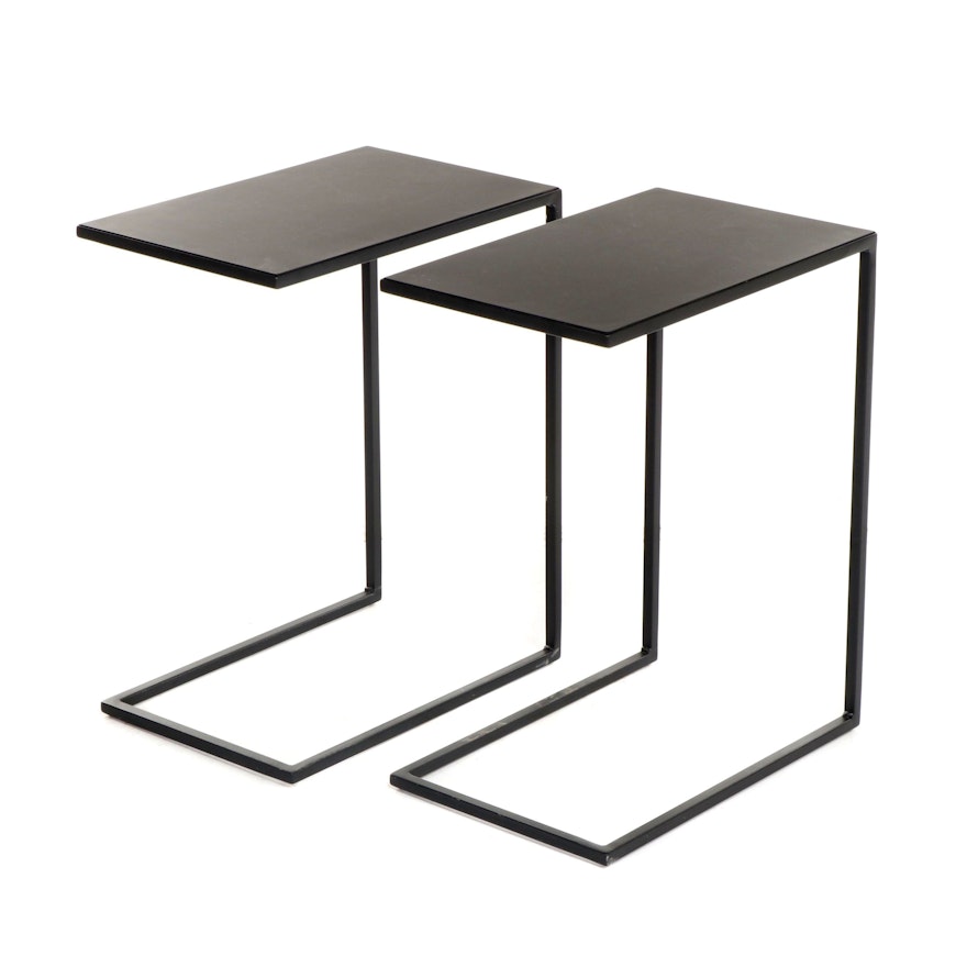 Pair of Contemporary Modern Black Metal End Tables