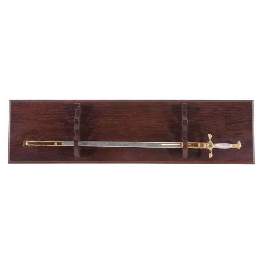 St. John's College Decorative Stainless Steel Sword with Wood Wall Mount