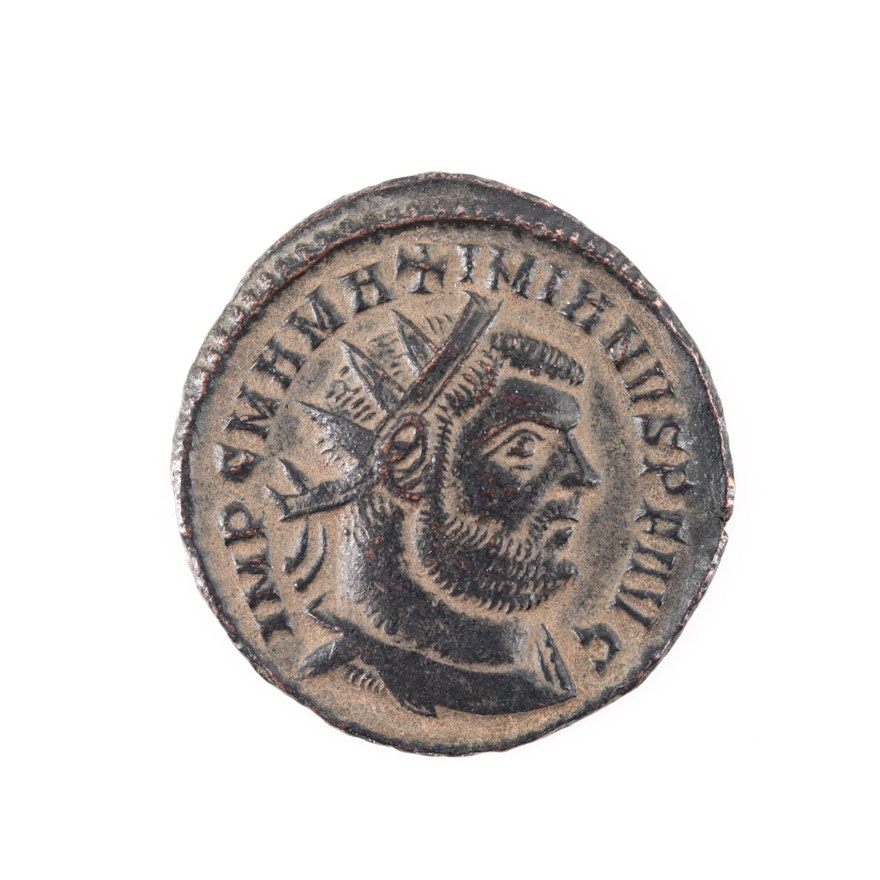 Ancient Roman Maximianus AE Follis, Circa 295-299 AD