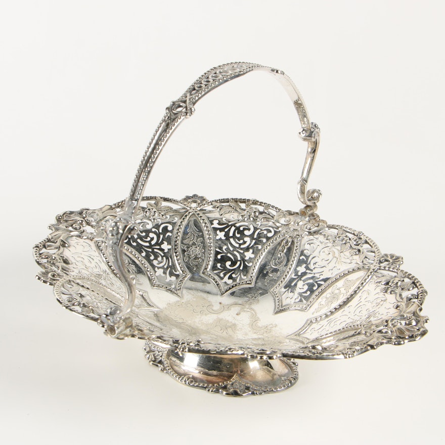 Roberts & Hall English Silver Plate Reticulated Basket, Late 19th Century