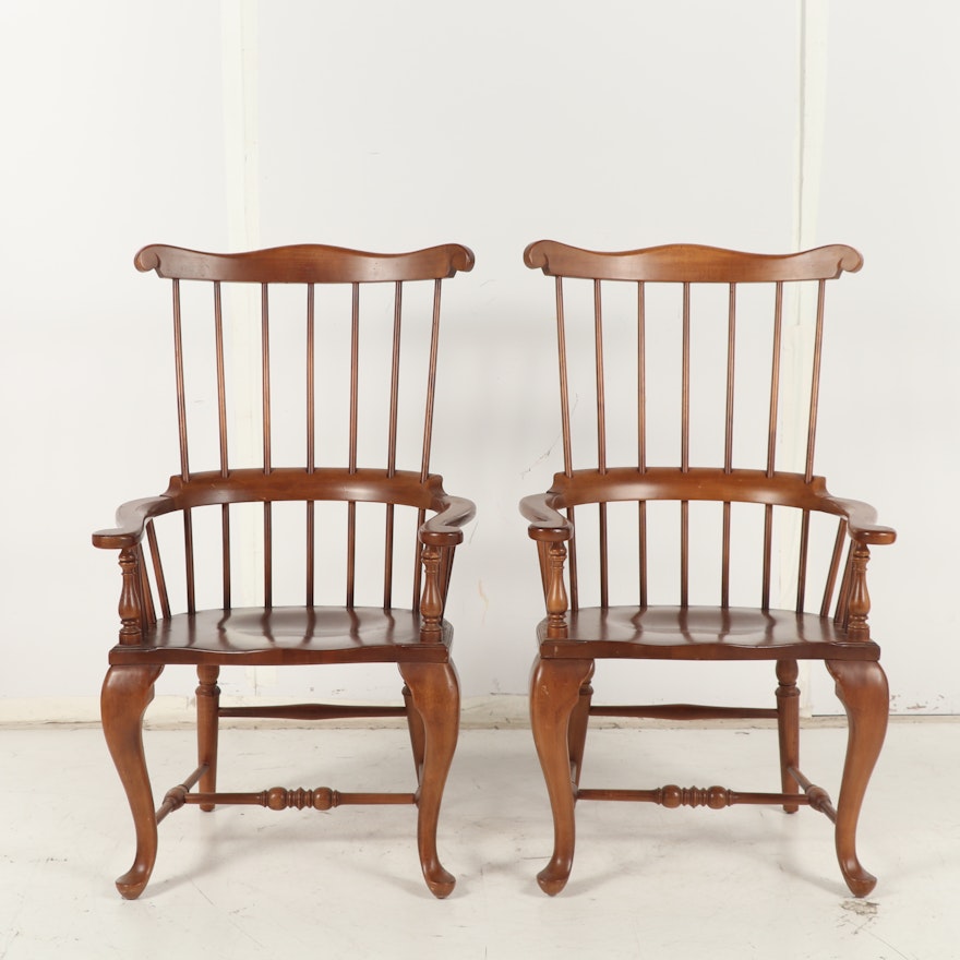 Pair of Wooden Windsor Armchairs; 20th Century