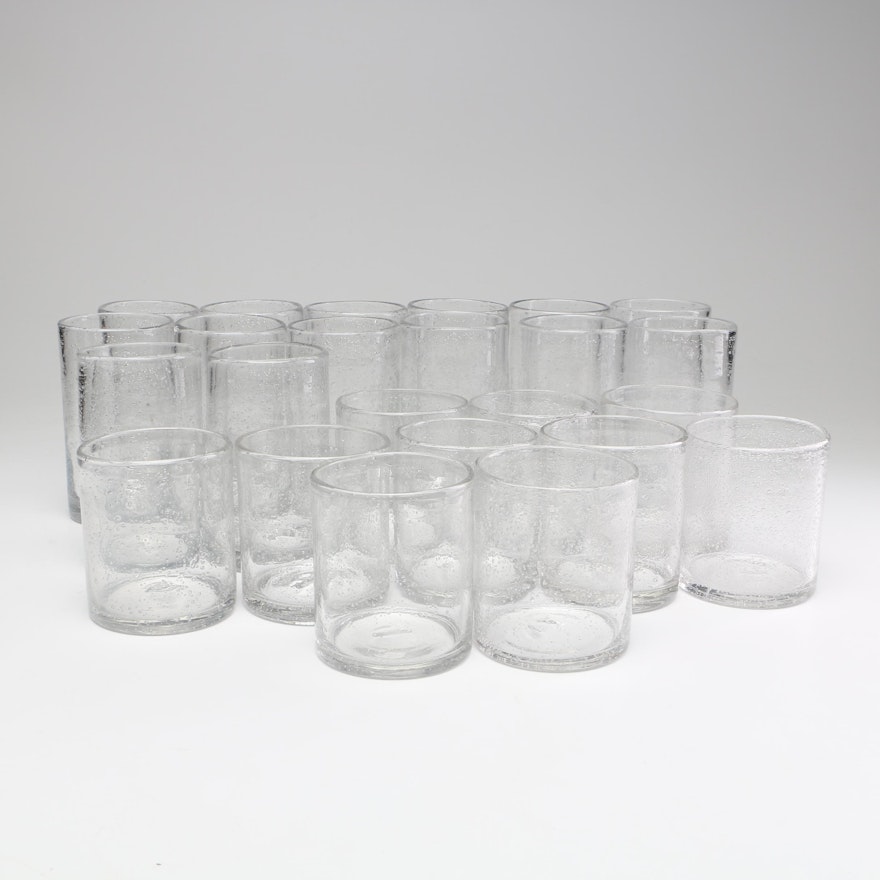 Hand Blown Clear Art Glass Tumblers