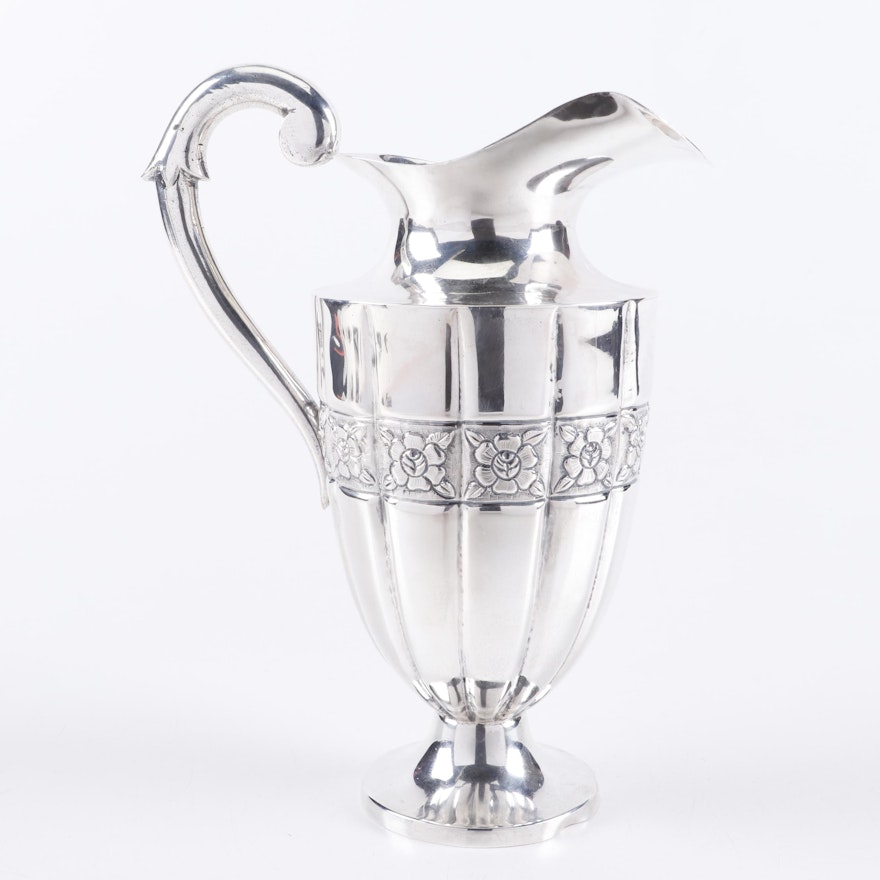 Maciel Mexican Sterling Silver Water Pitcher, Early to Mid 20th Century