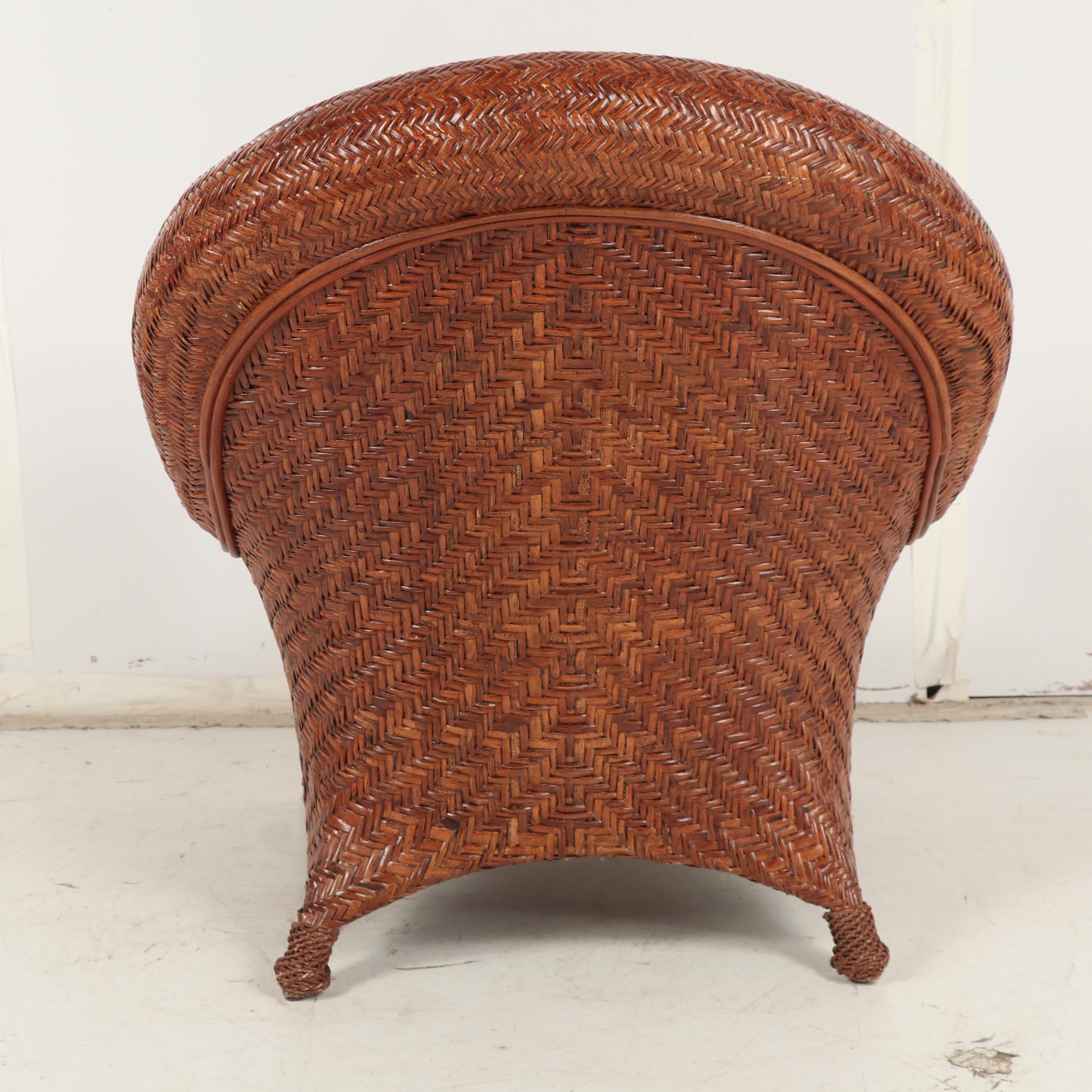 Pottery Barn Woven Wicker Armchair and Ottoman